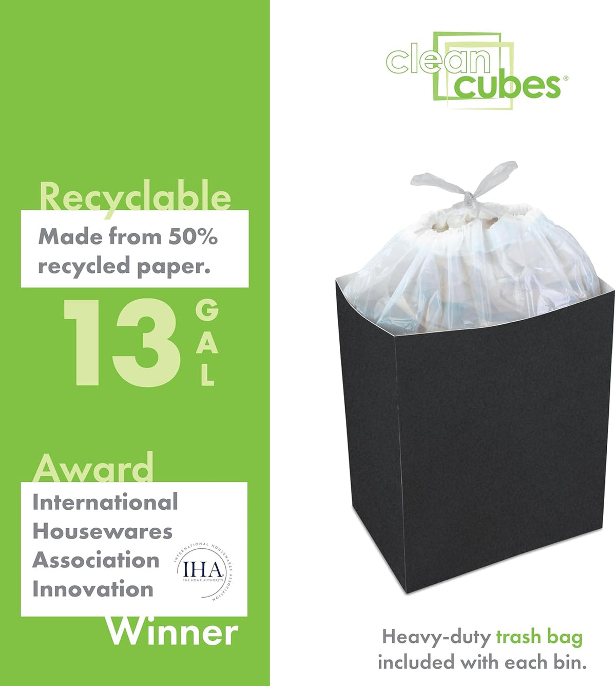 13 Gallon Disposable Pop-Up Trash Cans (3-Pack) with Fitted Bags – Foldable Garbage & Recycling