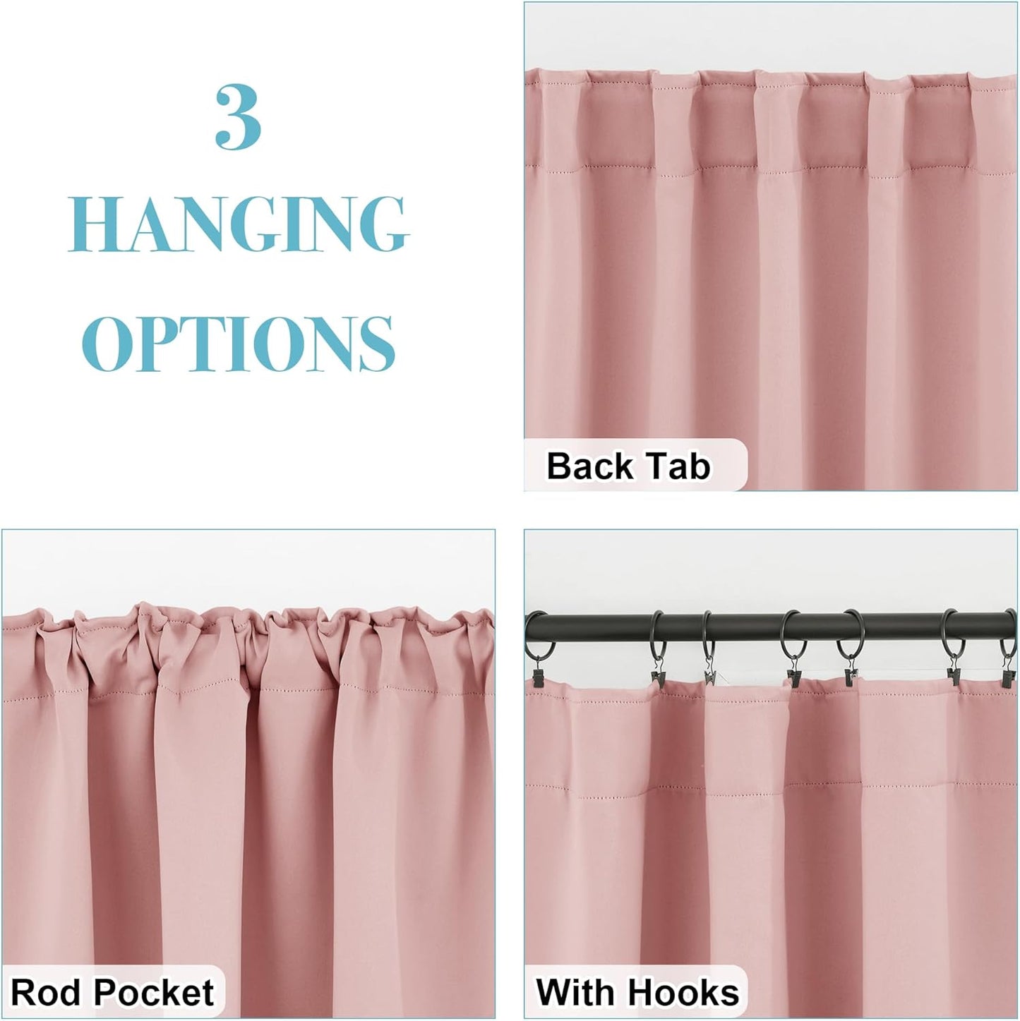 RYB HOME Blackout Curtains for Bedroom, Small Windows Shades Thermal Insulating Privacy Drapes for