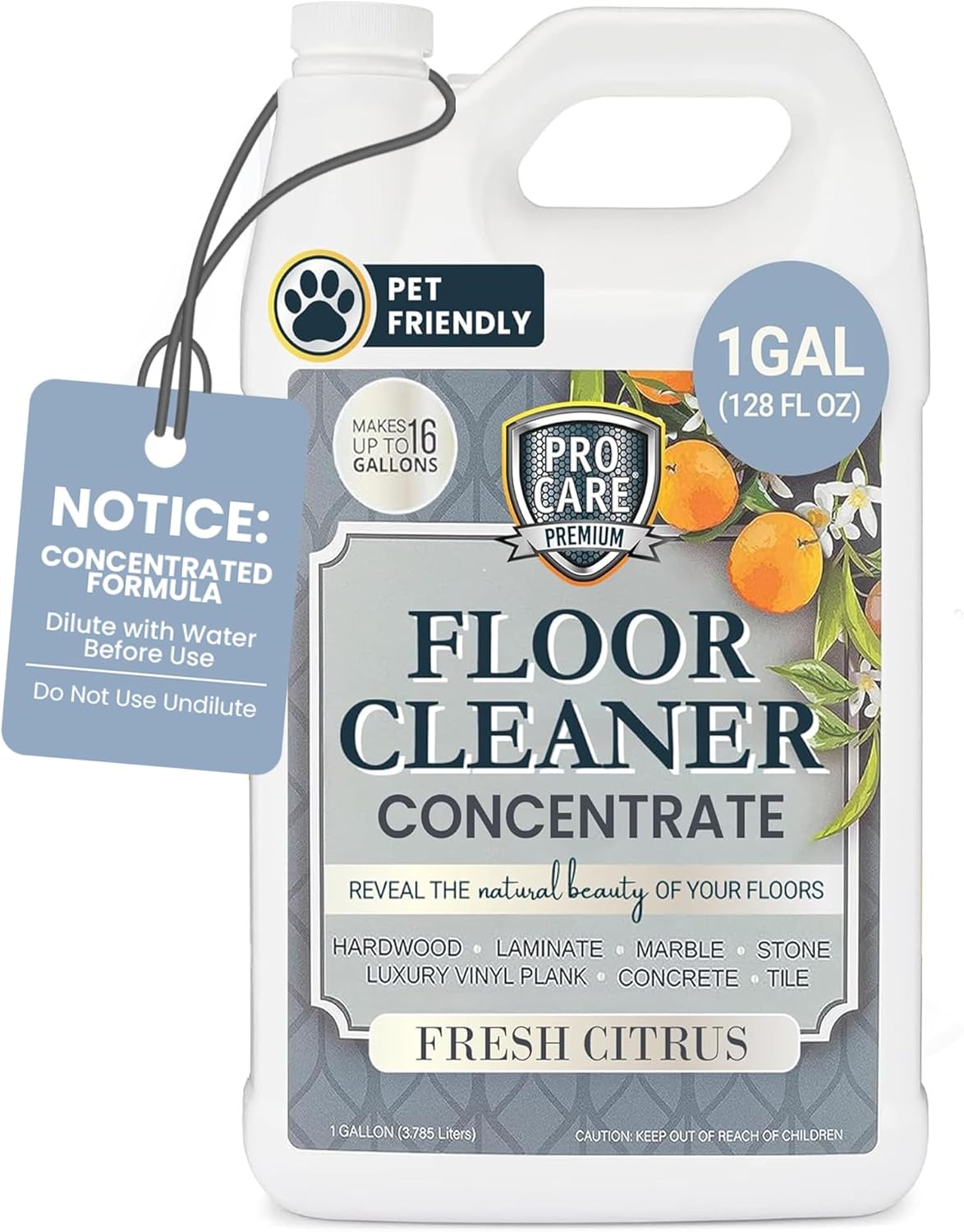 ProCare Citrus Floor Cleaner Concentrate (Made in USA) | Vinyl, Wood, Tile, Stone & Laminate Floor