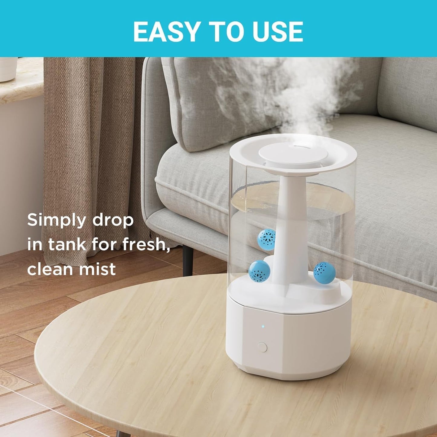 Humidifier Cleaning Ball ??Fights Mold & Odor, Prevents Hard Water Build-Up, Eliminates White Dust