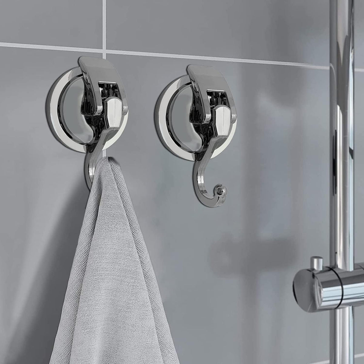 Suction Cup Hooks - Heavy Duty Glass, Reusable, No Hole Punched, for Bathroom Robe & Garland