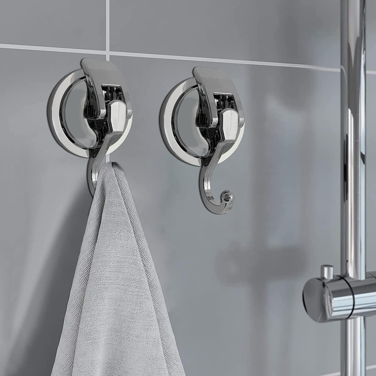 Suction Cup Hooks - Heavy Duty Glass, Reusable, No Hole Punched, for Bathroom Robe & Garland