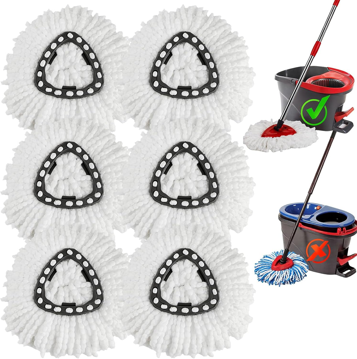 6 Pack Spin Mop Replacement Heads, Microfiber Spin Mop Refills for O Ceda EasyWrin 1-Tank System