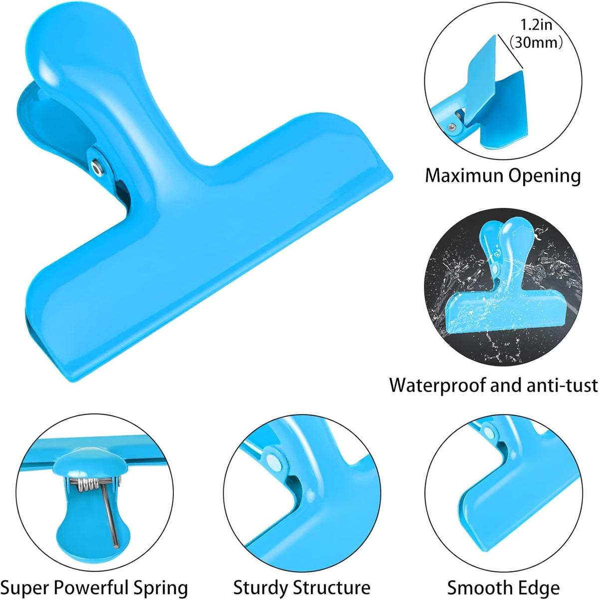 Bag Clips Heavy Duty Stainless Steel Chip Clips, Food Bags Clamp Great for Kitchen Office to Seal