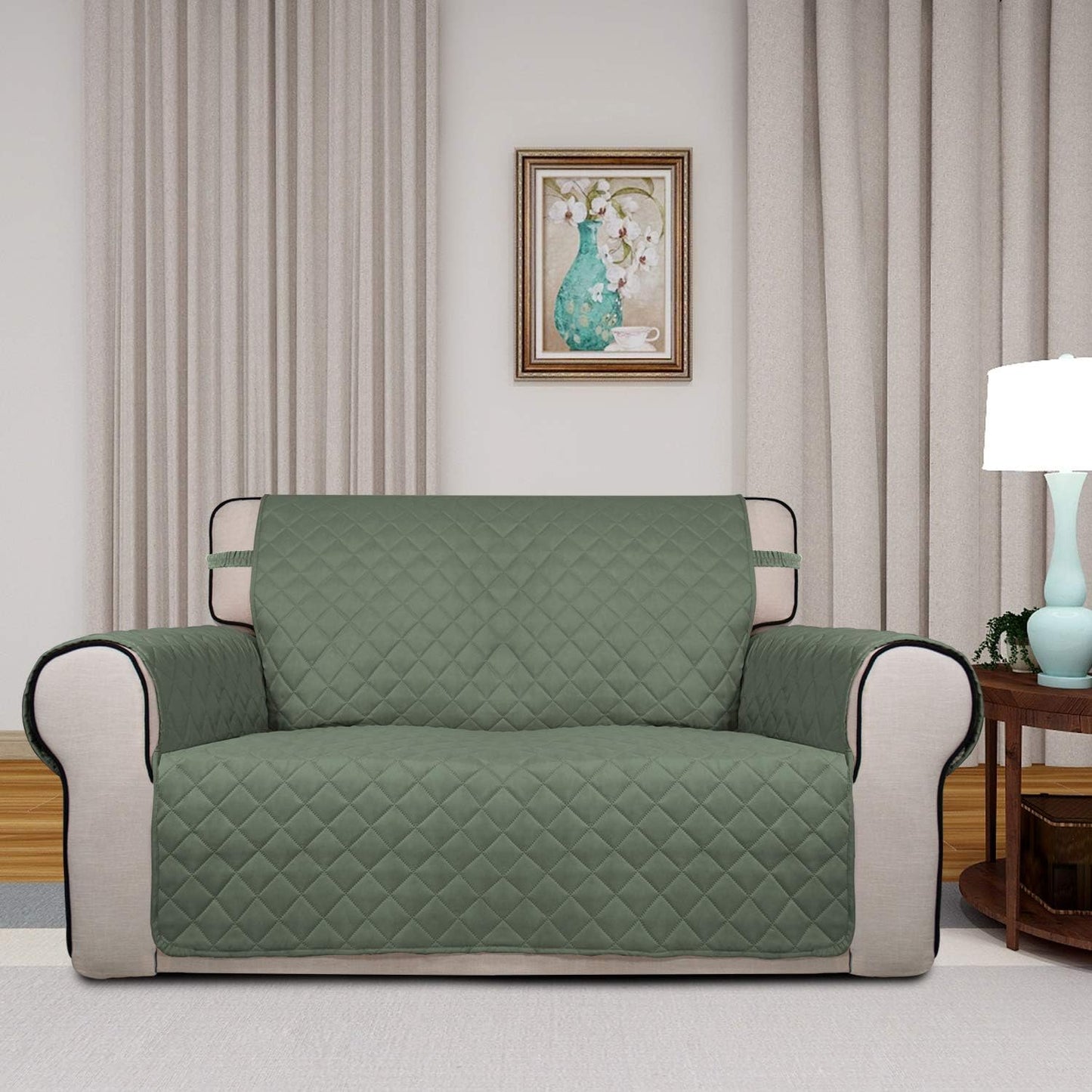 PureFit Reversible Quilted Sofa Cover, Water Resistant Slipcover Furniture Protector, Washable