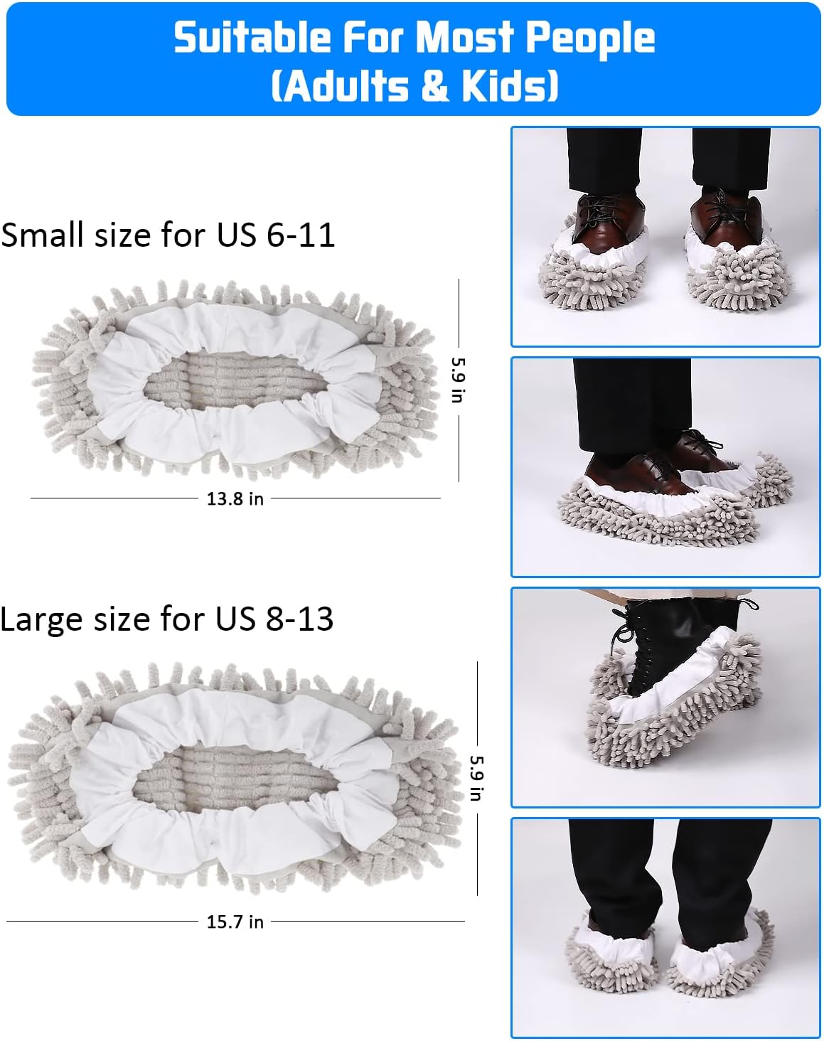 8 Pcs Mop Slippers Socks Floor Cleaning,Microfiber Shoe Covers dust Washable Reusable for Woman Man