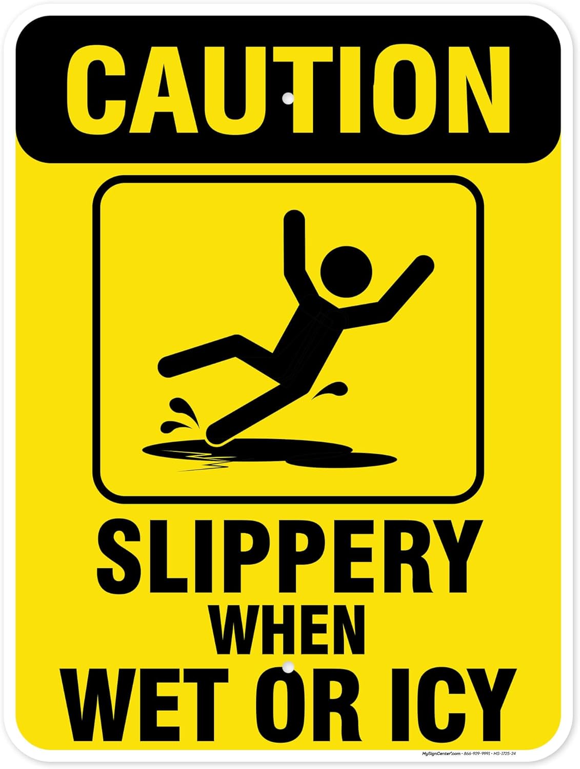 Caution Slippery When Wet Sign or ICY Sign, 18"x24" .063 Aluminum, Indoor/Outdoor Use, USA MADE By