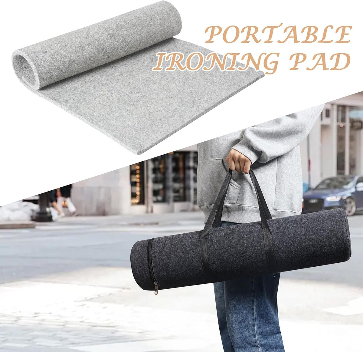 Wool Pressing Mat for Quilting, 24" X 60" Portable Wool Ironing Mat 100% Felted Wool Iron Board for