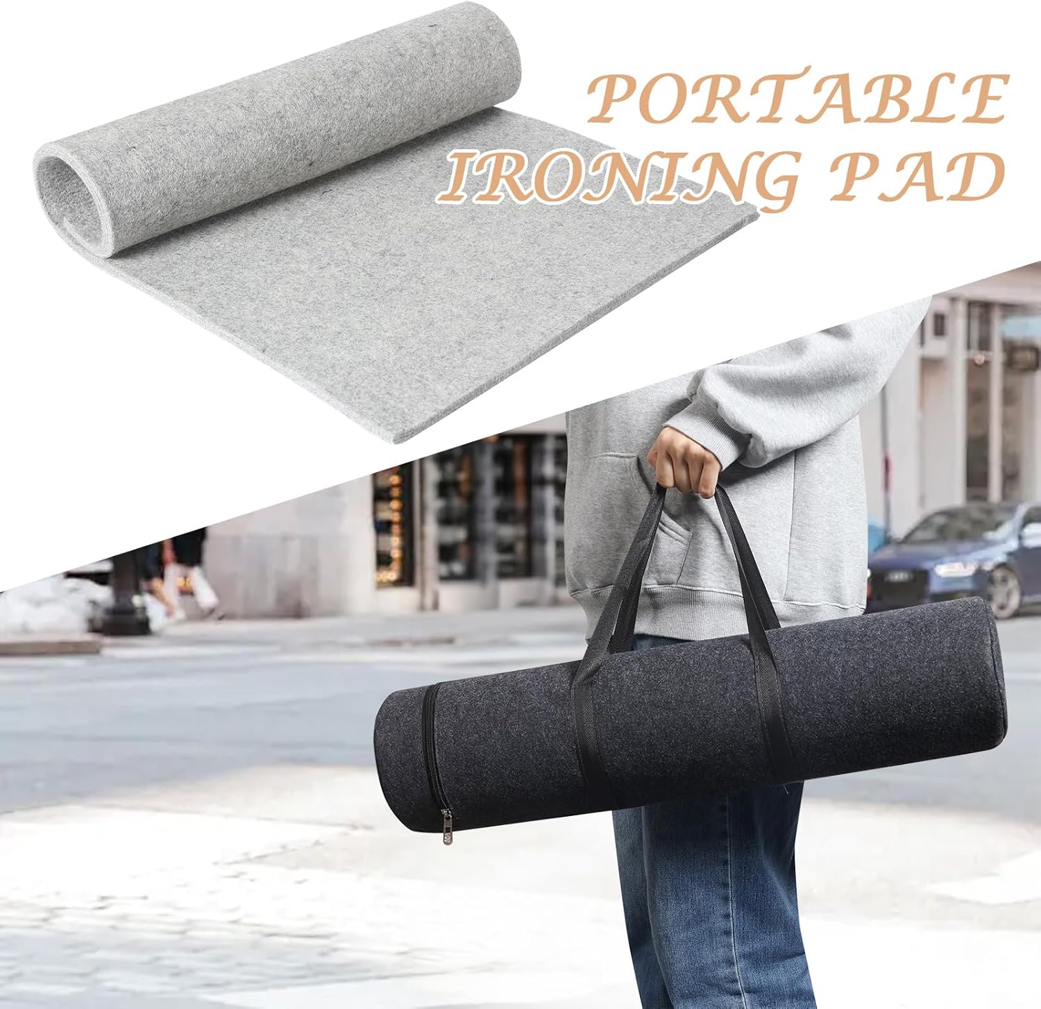 Wool Pressing Mat for Quilting, 24" X 60" Portable Wool Ironing Mat 100% Felted Wool Iron Board for