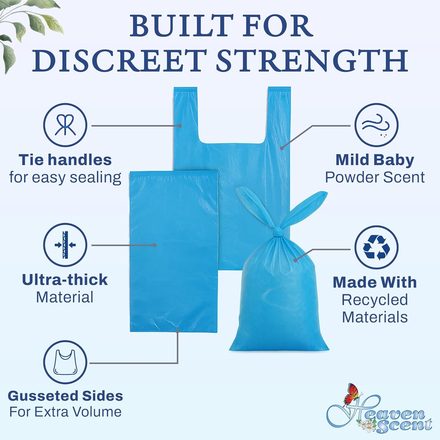 Heaven Scent Hygiene Bags 1.5MIL ULTRA-THICK Discreet Waste Disposal | MADE IN THE USA | Mild Baby