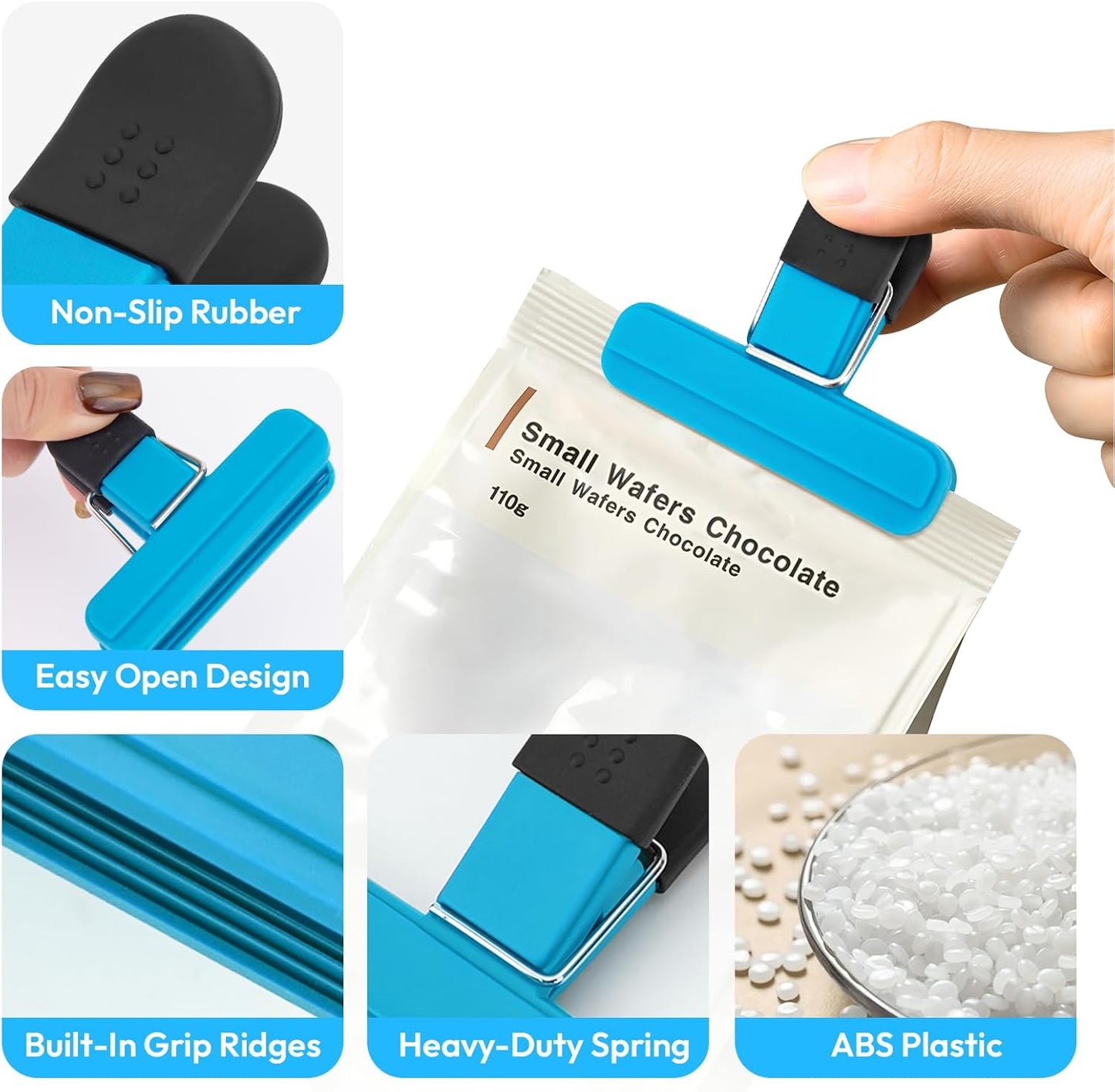 OWLKELA Chip Clips, 12 Pack Colors Wide Open Bag Clips for Food Storage, Heavy Duty Seal Grip