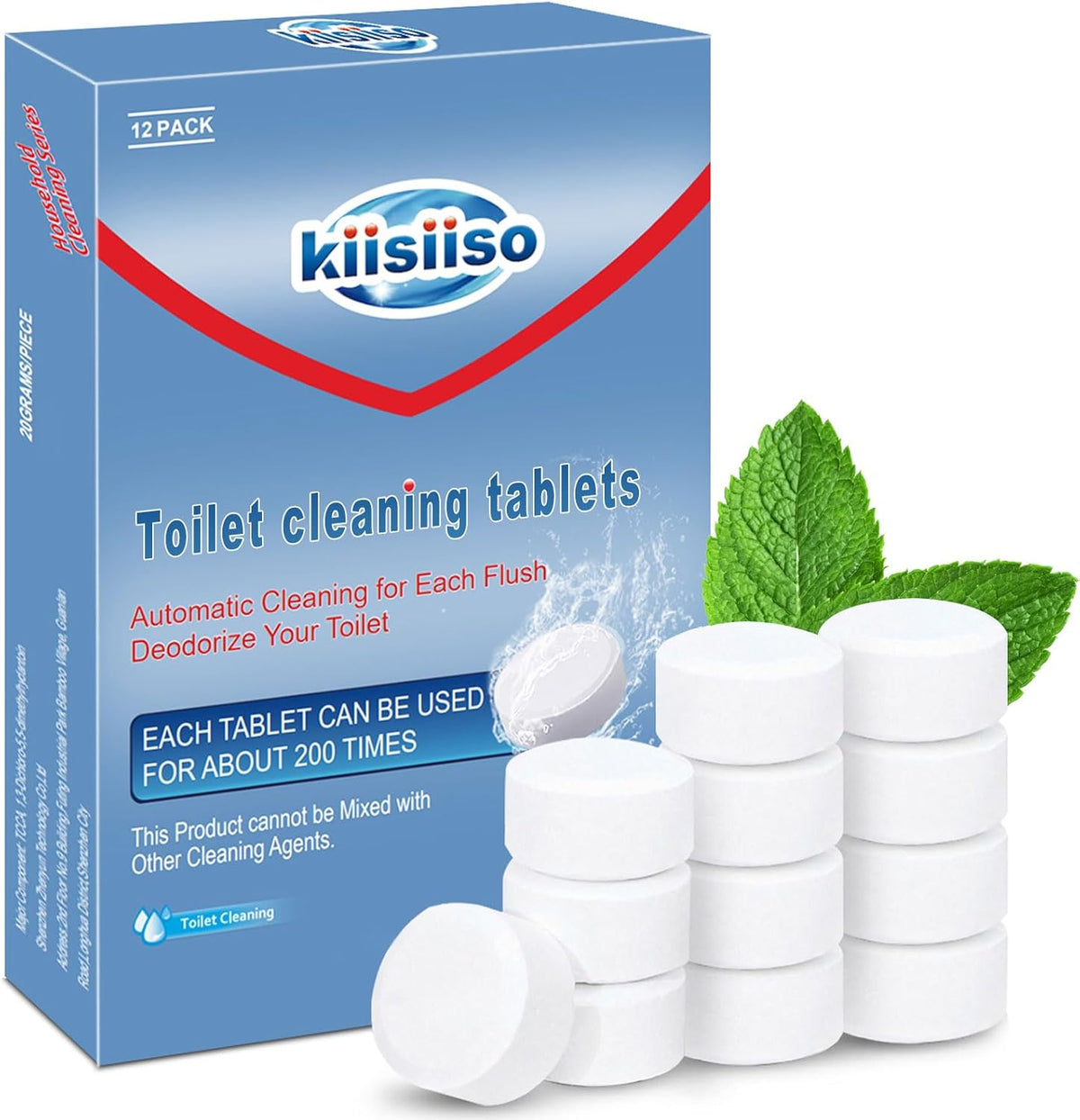 KIISIISO Toilet Bowl Cleaners Tablets(12 Pack), Household Lime Rust Removers, Automatic Toilet Tank