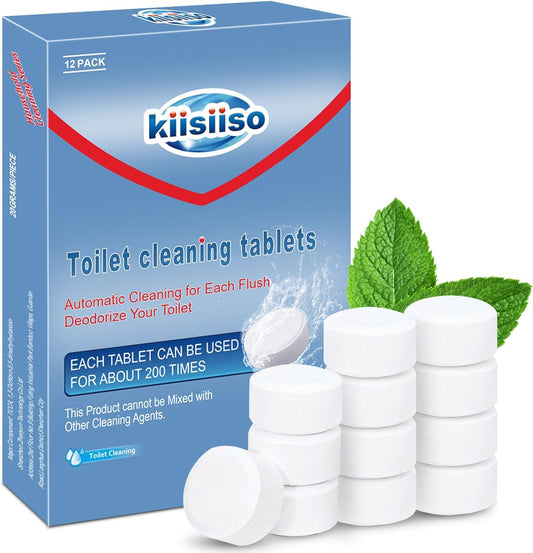 KIISIISO Toilet Bowl Cleaners Tablets(12 Pack), Household Lime Rust Removers, Automatic Toilet Tank