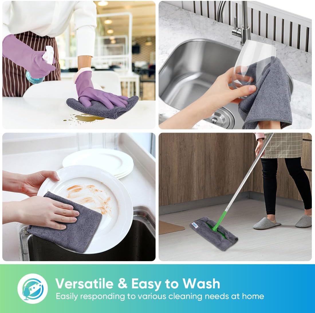 HOMEXCEL Grey Microfiber Cleaning Cloth, 12 Pack Premium Microfiber Towels for Cars, Lint Free