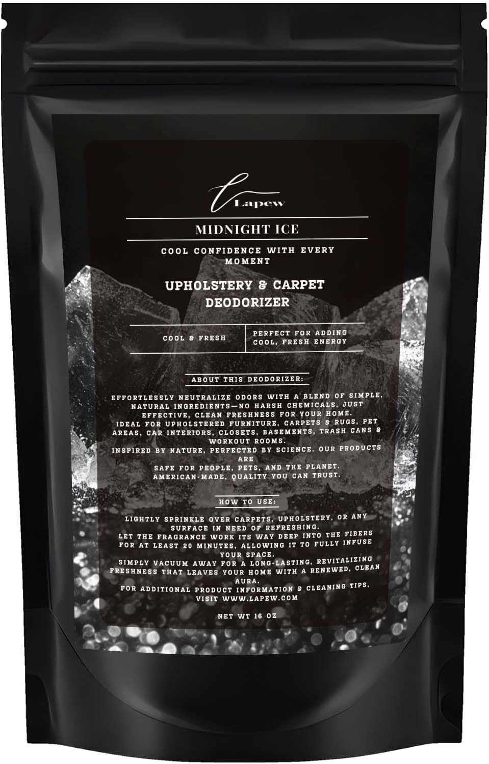 Midnight Ice Carpet Freshener Powder 16 oz | Powerful Odor Eliminator for Home | Upholstery