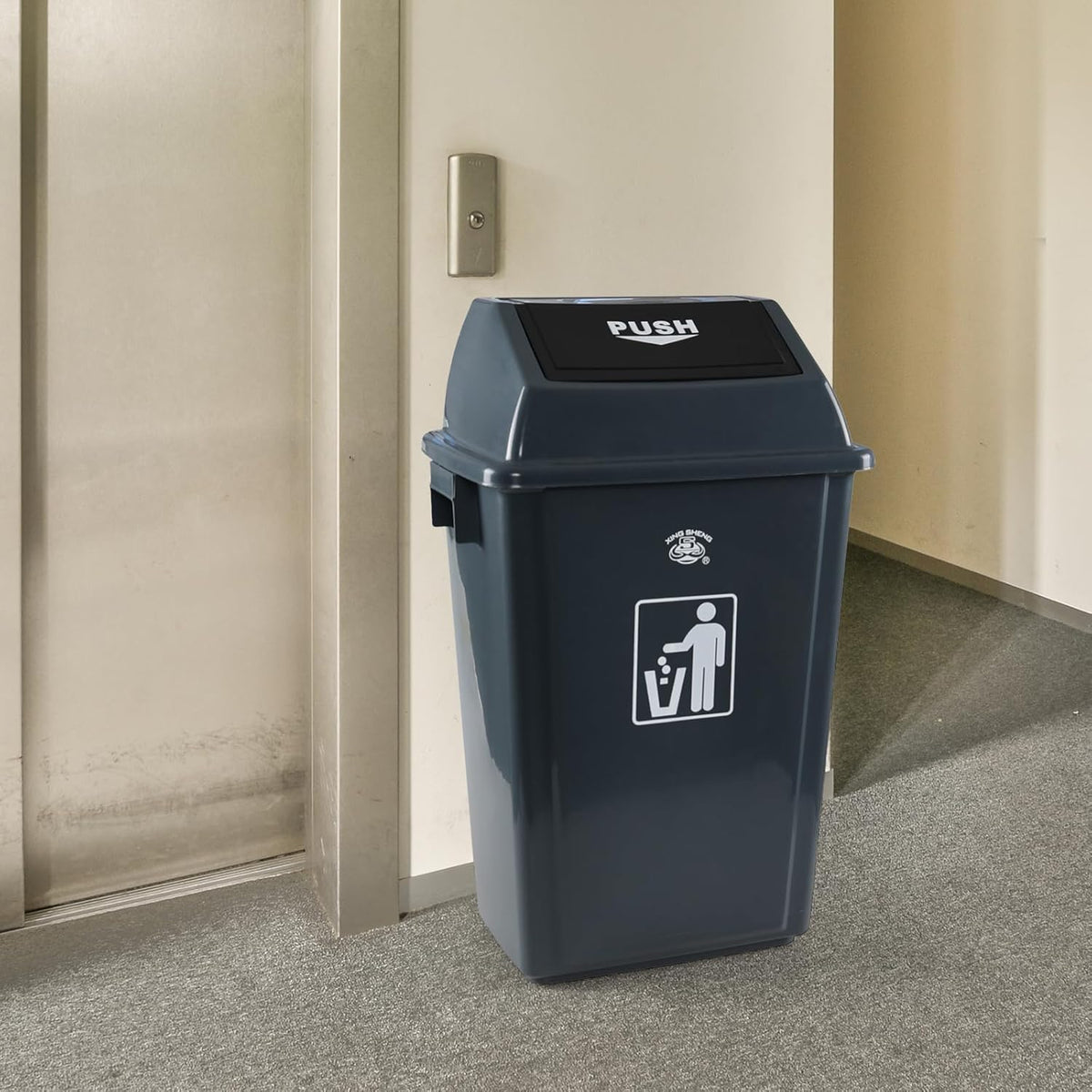 4 Pack 18 Gal Plastic Garage Can with Swing Lid, Heavy-Duty Recycle Bin, Trash Can/Waste Container