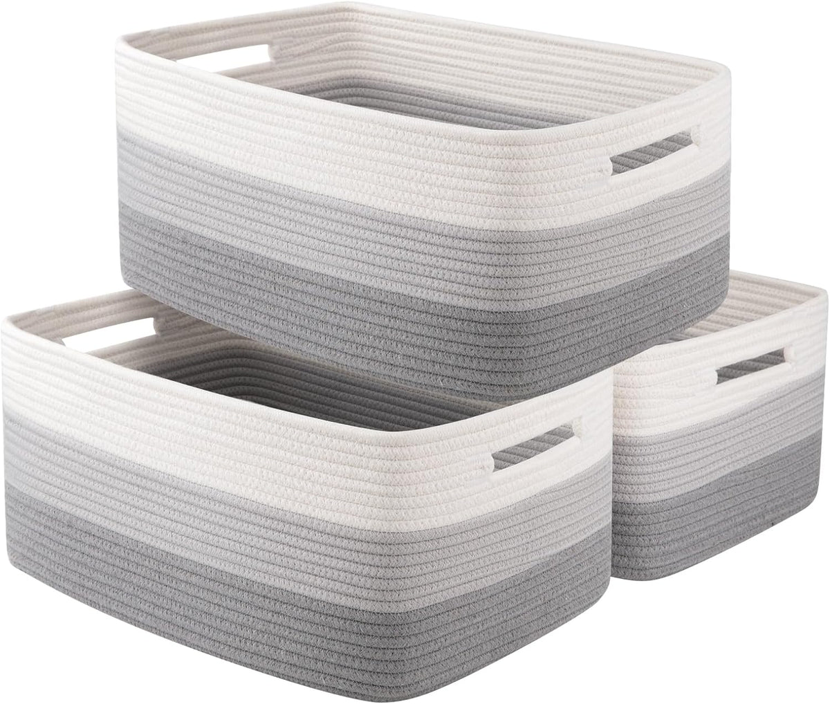 Large Storage Basket for Organizing, Woven Rope Basket for Shelves, Closet Organizer Bins for