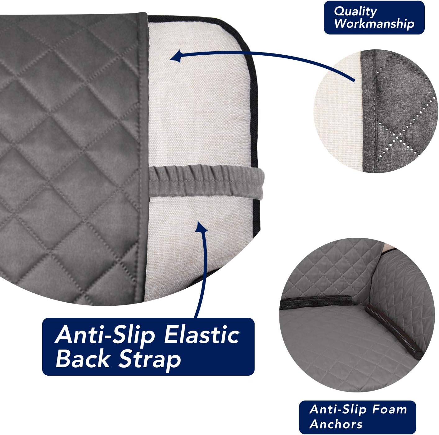 PureFit Reversible Quilted Sofa Cover, Water Resistant Medium Slipcover Furniture Protector