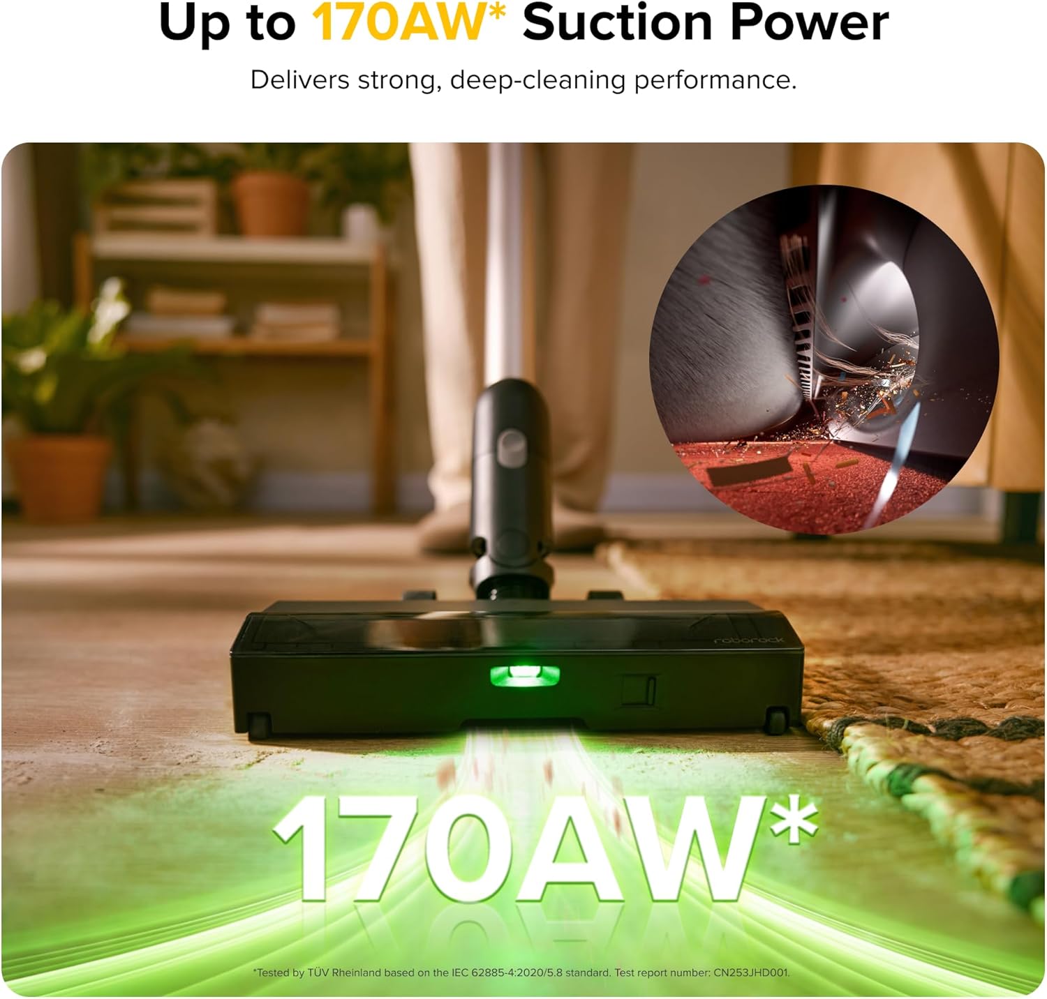roborock H60 Pro Cordless Stick Vacuum Cleaner, 170AW Suction Power, 80-Min Runtime, 90° Bendable