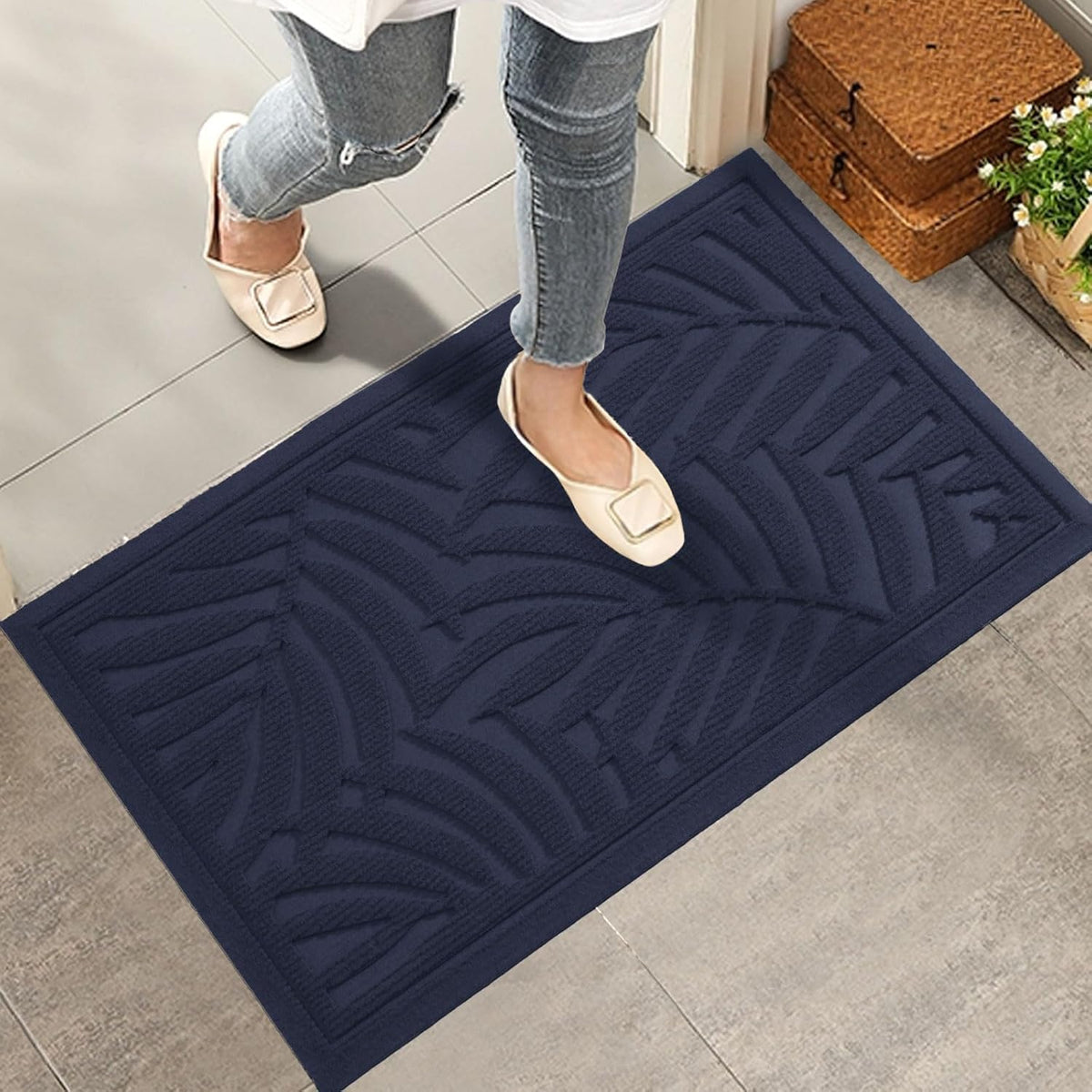 Front Door Mat, Absorbent Resist Dirt Welcome Door Mat Indoor Outdoor, Waterproof Doormat, Sturdy