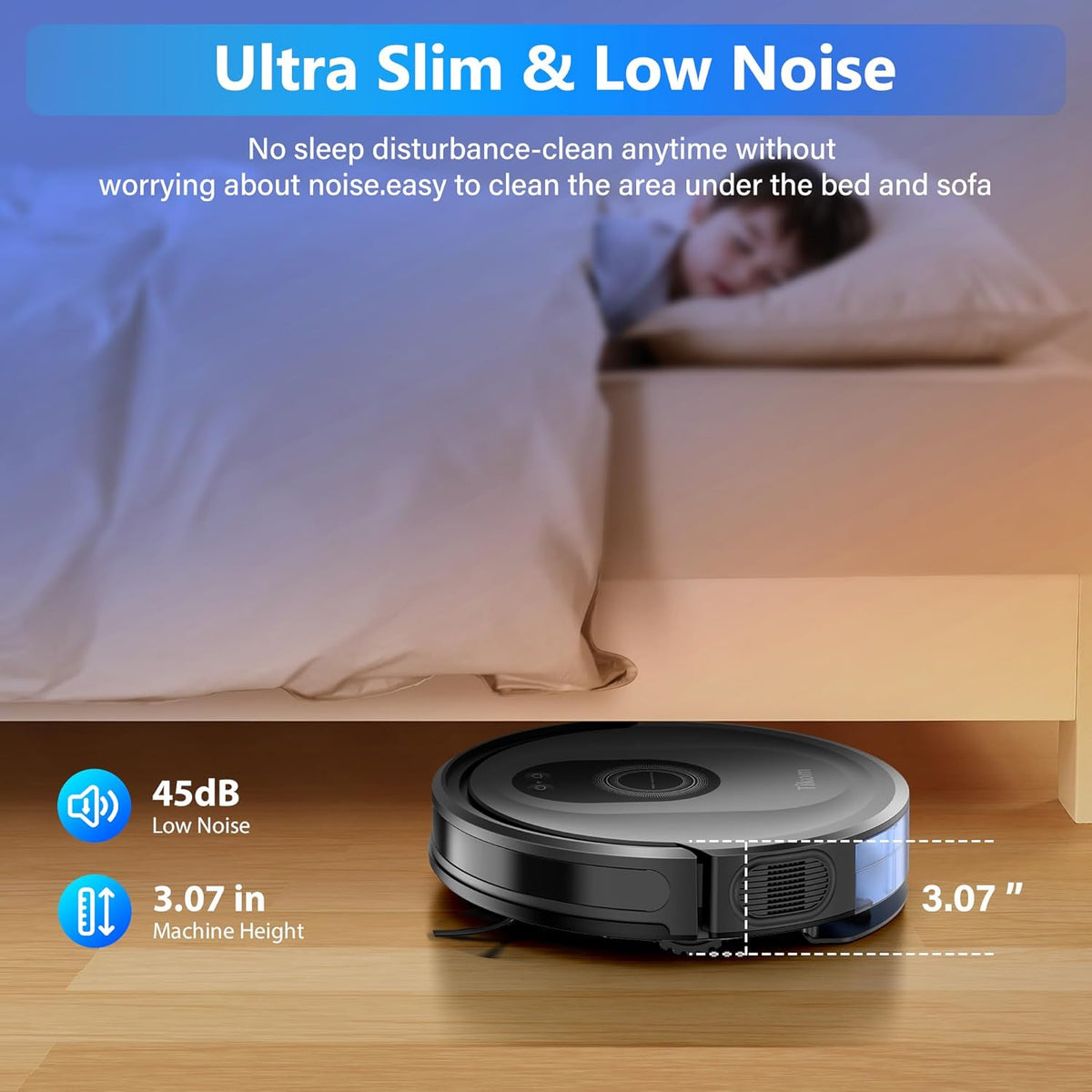 Tikom Robot Vacuum and Mop Combo, 5000Pa Robotic Vacuum Cleaner, 150 Min Max, App & Remote Control
