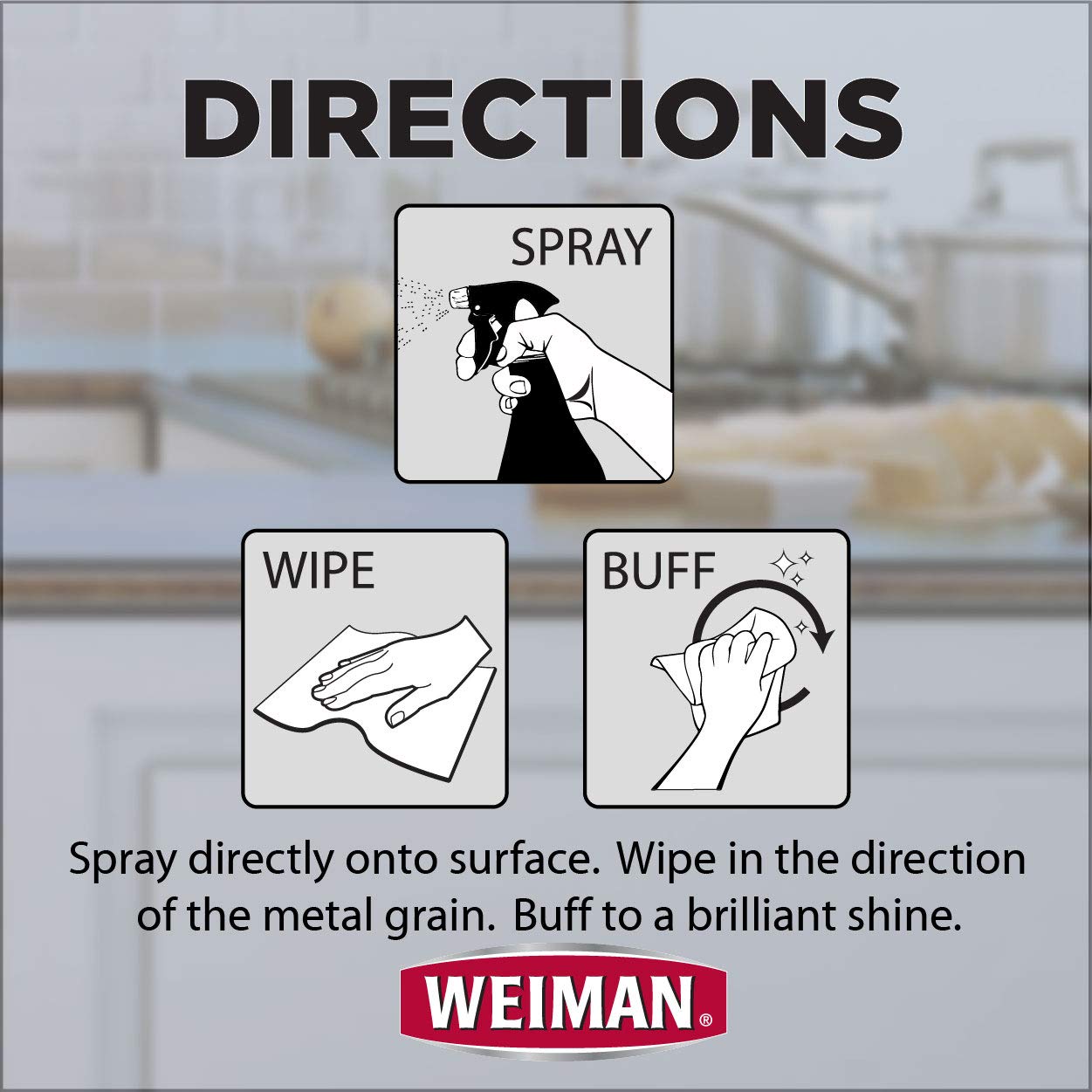 Weiman, Streak Free Stainless Steel Cleaner & Polish Spray, 12 Fl Oz