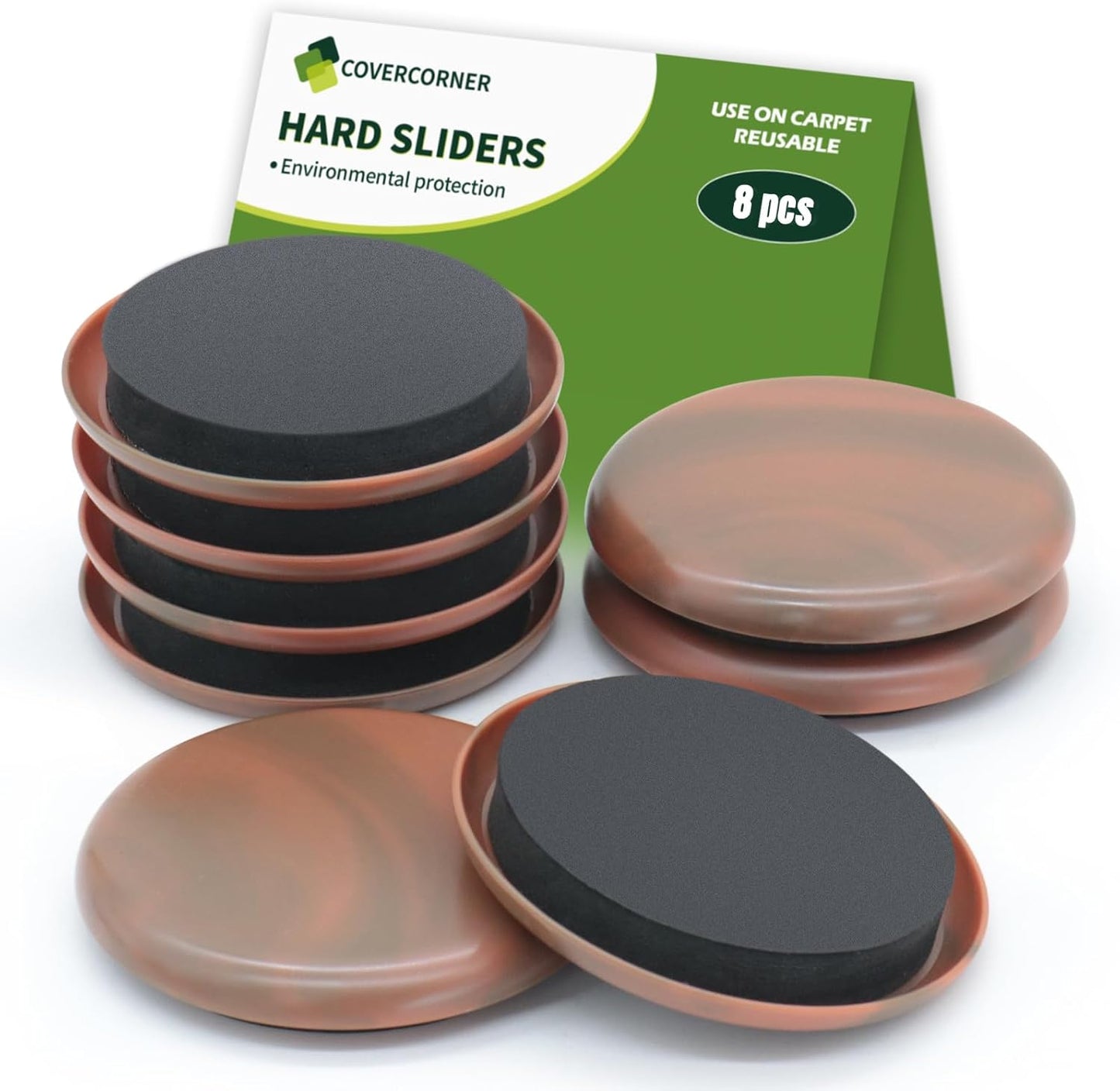 Furniture Sliders for Carpet 8 PCS - 2 1/2 inch Furniture Moving Slider Chair Legs Floors