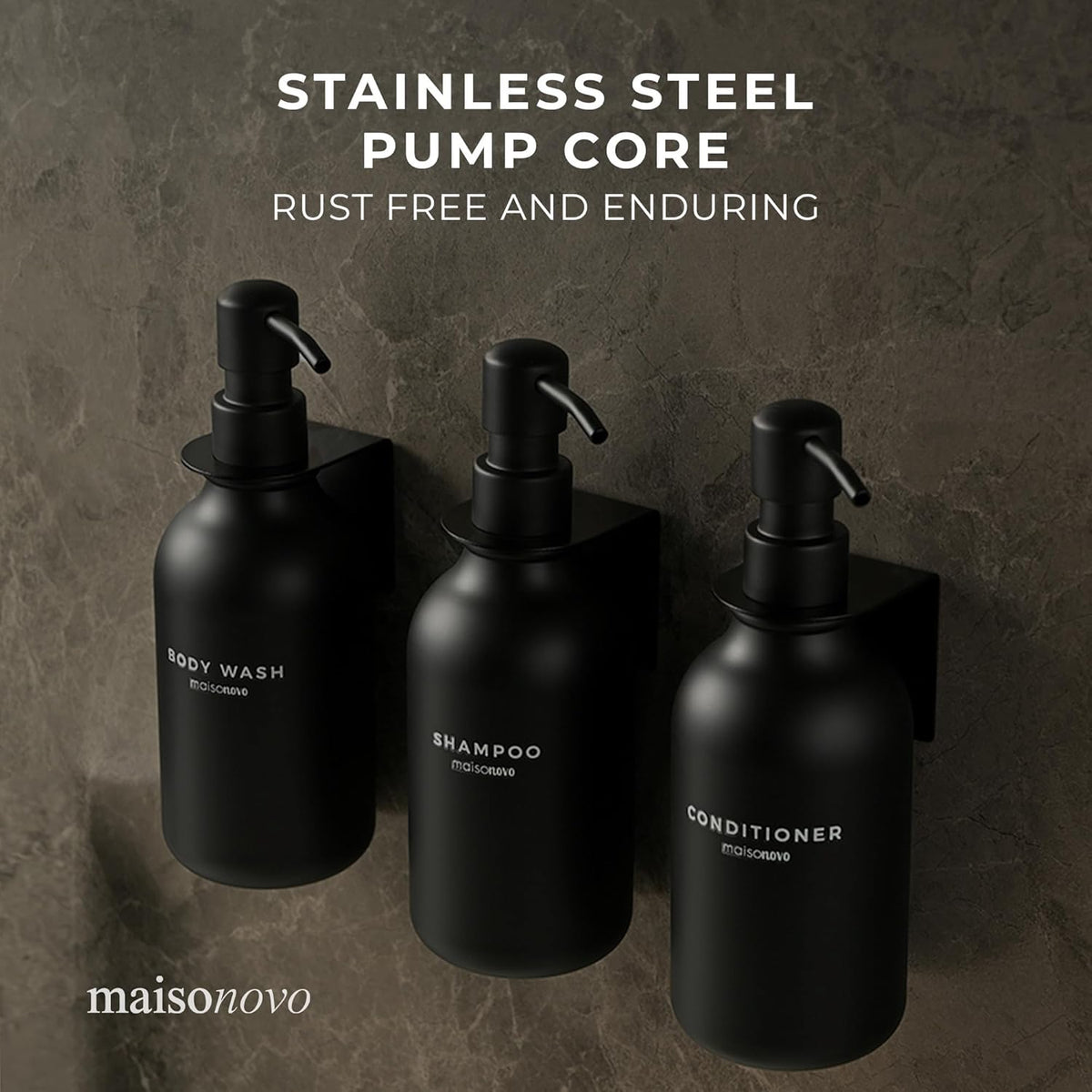MaisoNovo Shampoo and Conditioner Dispenser - Shower Soap Dispenser Wall Mounted - 16.9 fl oz Set