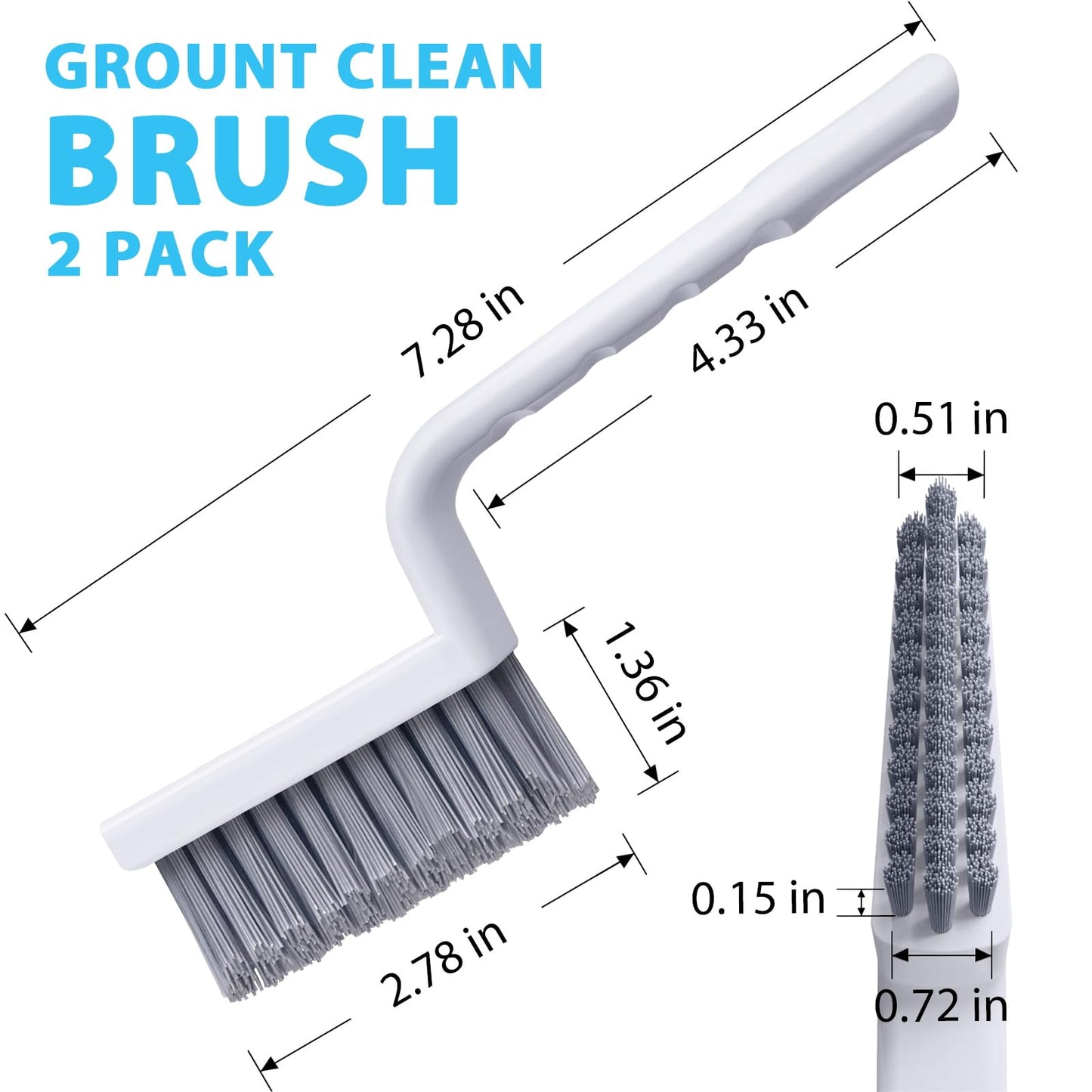 Lumkew Grout Cleaner Brush V Shape, Stiff Grout Cleaning Brushes for Tile Floor, Handheld Grout