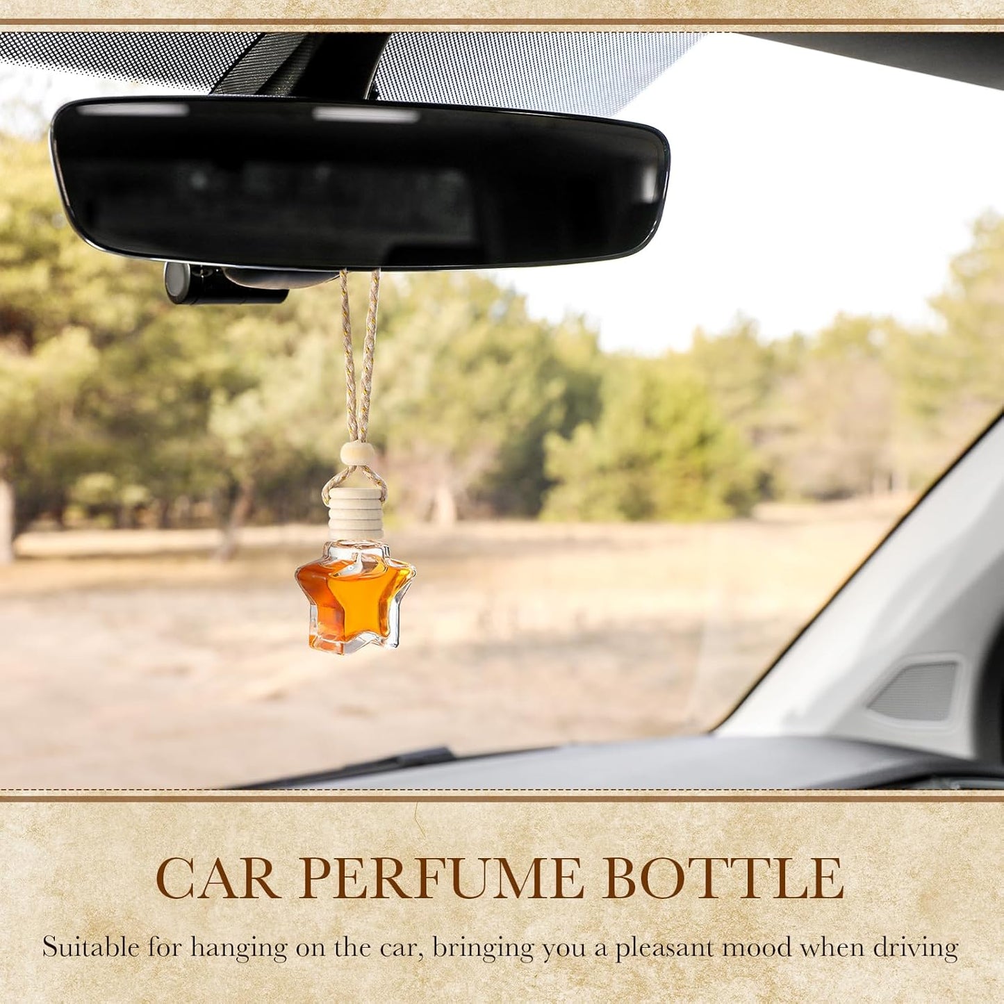 BBTO 50 Pcs Hanging Car Air Freshener Car Diffuser Bottles Empty Glass Perfume Bottle Freshener