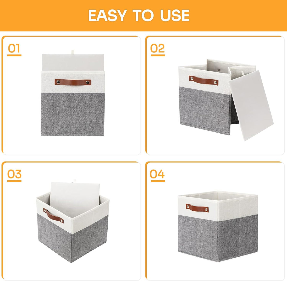 DULLEMELO 11x11 Storage Cubes, Collapsible Sturdy Cube Storage Bins With Handles for