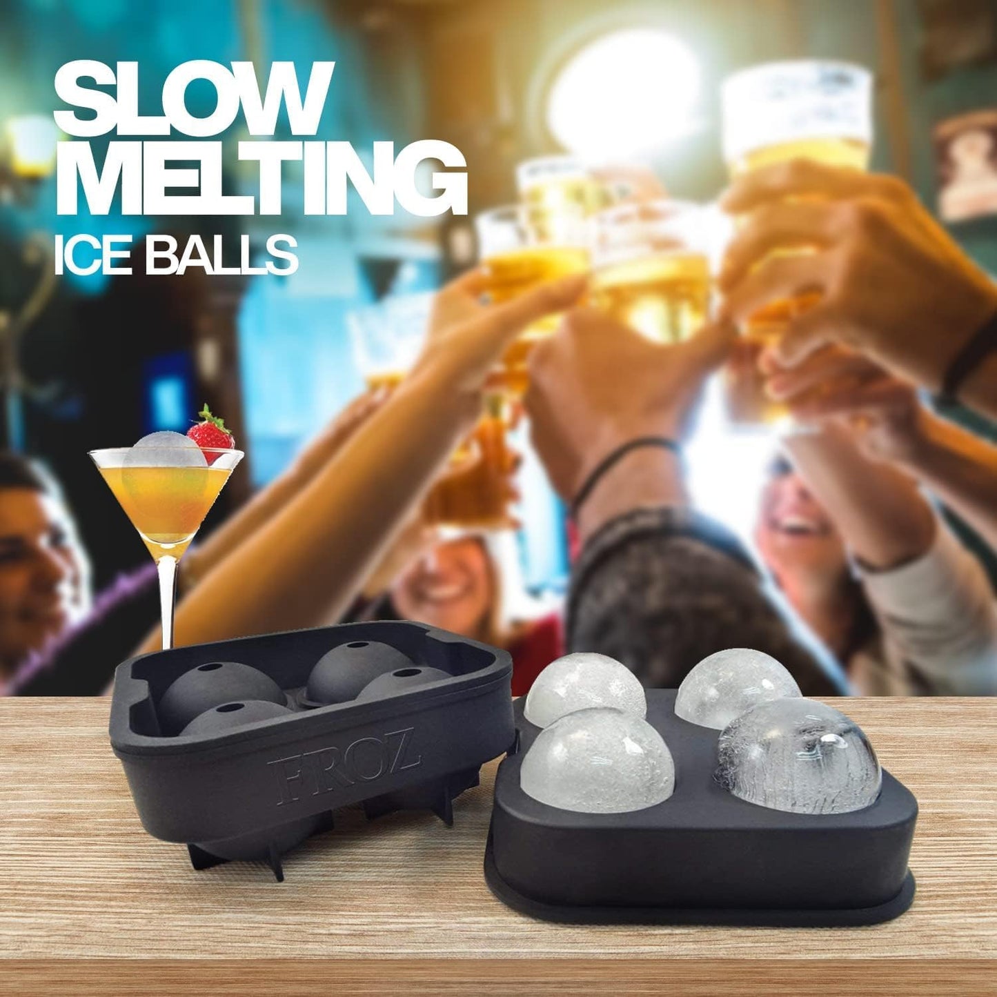Housewares Solutions Froz Ice Ball Maker – Novelty Food-Grade Silicone Ice Mold Tray With 4 X 4.5cm