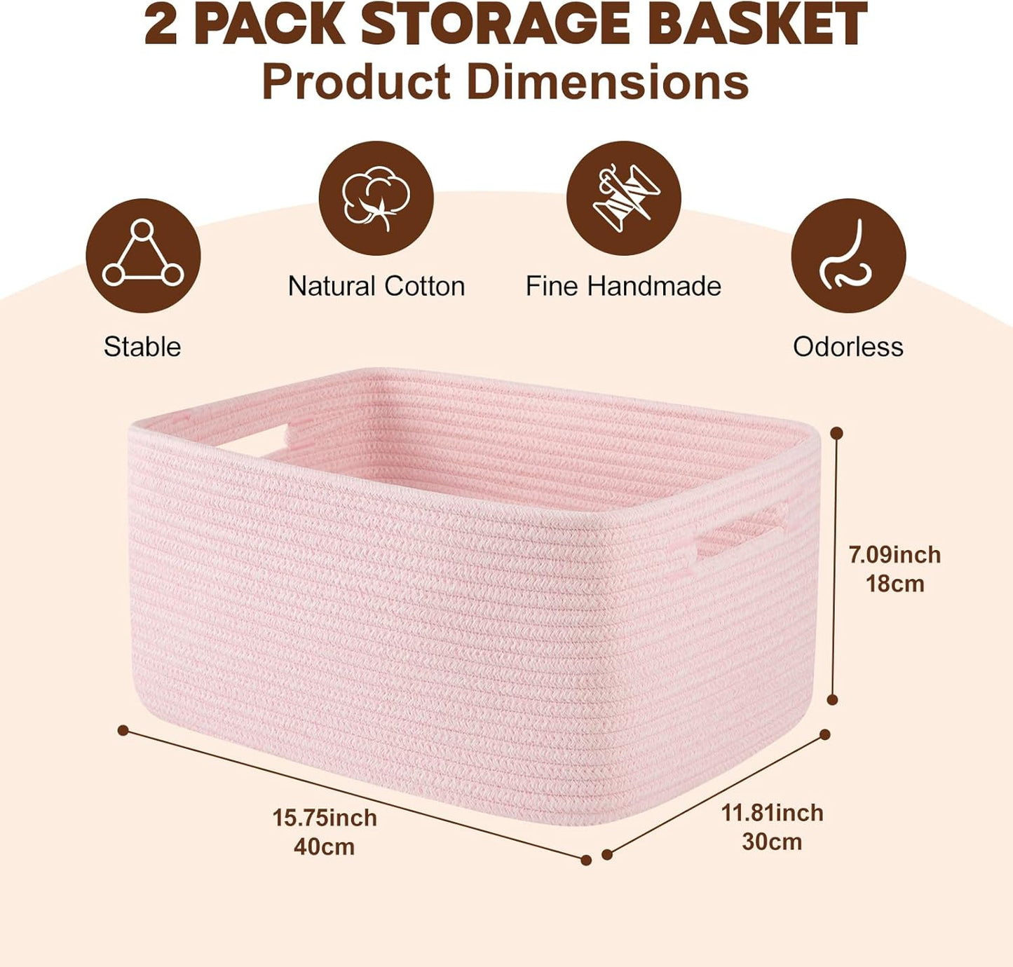 OIAHOMY Storage Basket for Shelves, Closet Cube Storage Bins Baskets for Clothes Blanket Towels