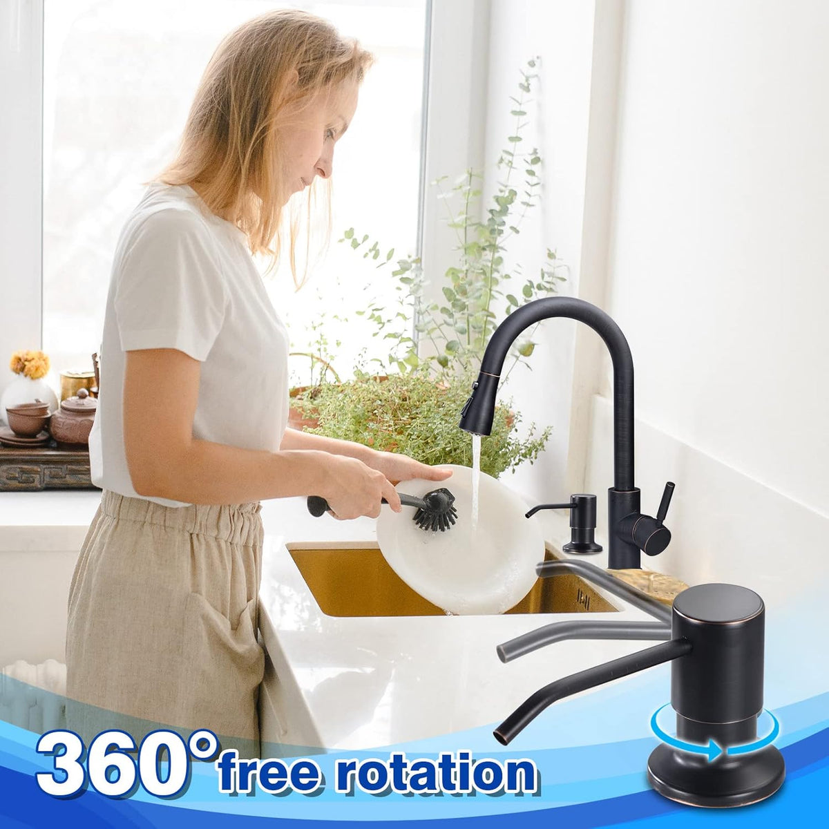 Kitchen Sink Soap Dispenser, WEWE Built in Soap Dispenser Kitchen Countertop Oil Rubbed Bronze