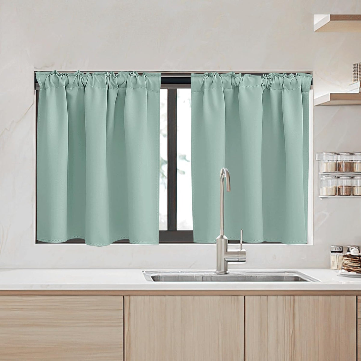 RYB HOME Small Window Curtains - Blackout Insualting Privacy Curtains for Kids Bedroom Kitchen