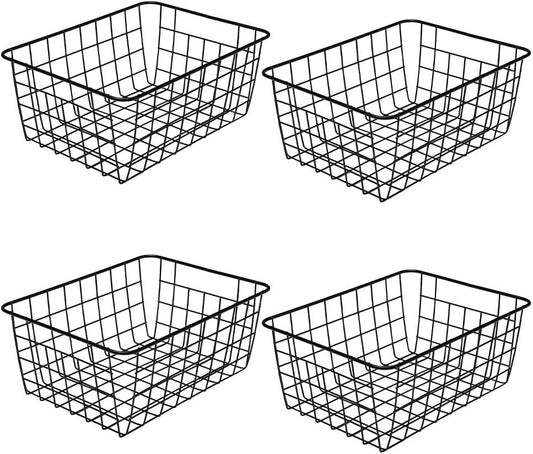 LeleCAT Wire Baskets with Handles, Wire Storage Organizer Baskets, Household Refrigerator for