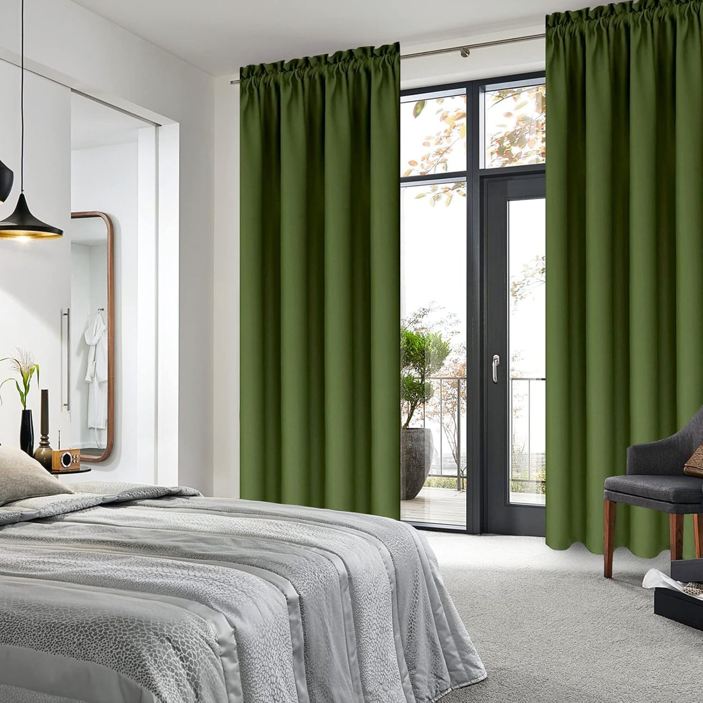 DWCN Blackout Curtains Room Darkening Thermal Insulated Bedroom Curtains Window Curtain Panels, 42