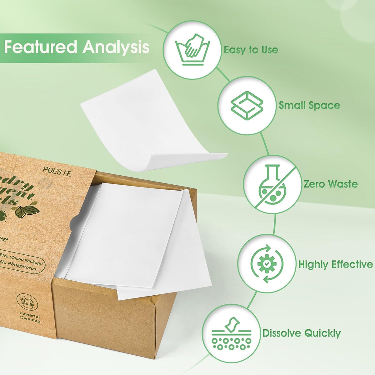 Poesie Laundry Detergent Sheets Fragrance Free 320 Sheets Liquid Free Travel Laundry Soap