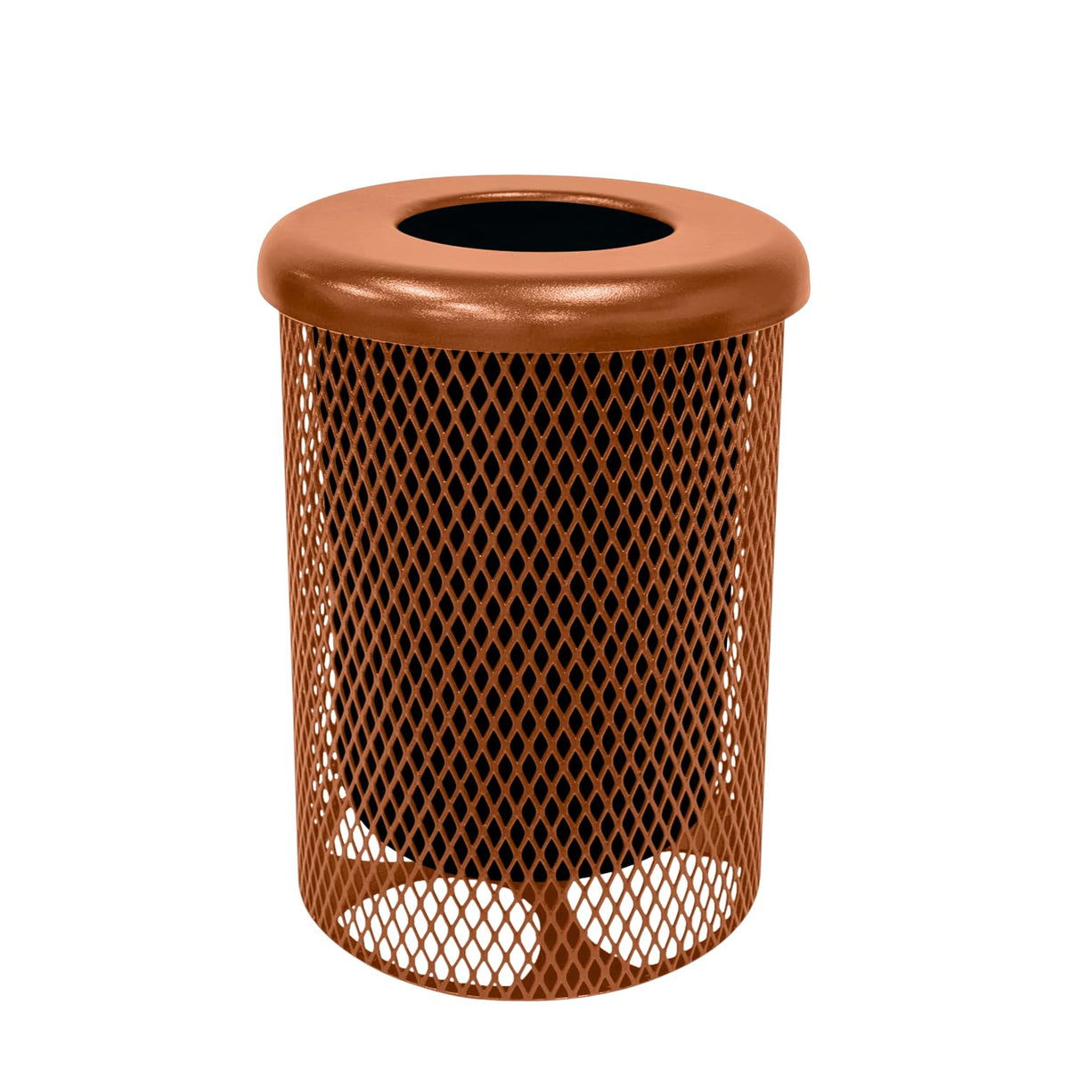 COATEDOUTDOORFURNITURE 32-Gallon Heavy-Duty Expanded Metal Round Trash Receptacle, Commercial