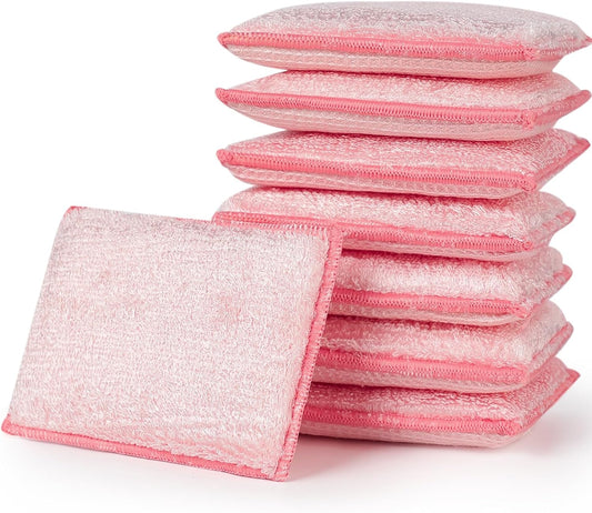 JEBBLAS 8Pack Bamboo Natural Kitchen Sponges Dish Sponge Cleaning Sponge Heavy Duty Scrub Sponge