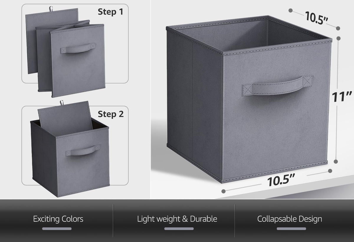 Sorbus Fabric Storage Cubes - 8 Foldable Storage Bins for Organizing Pantry, Cubbies, Toy Box