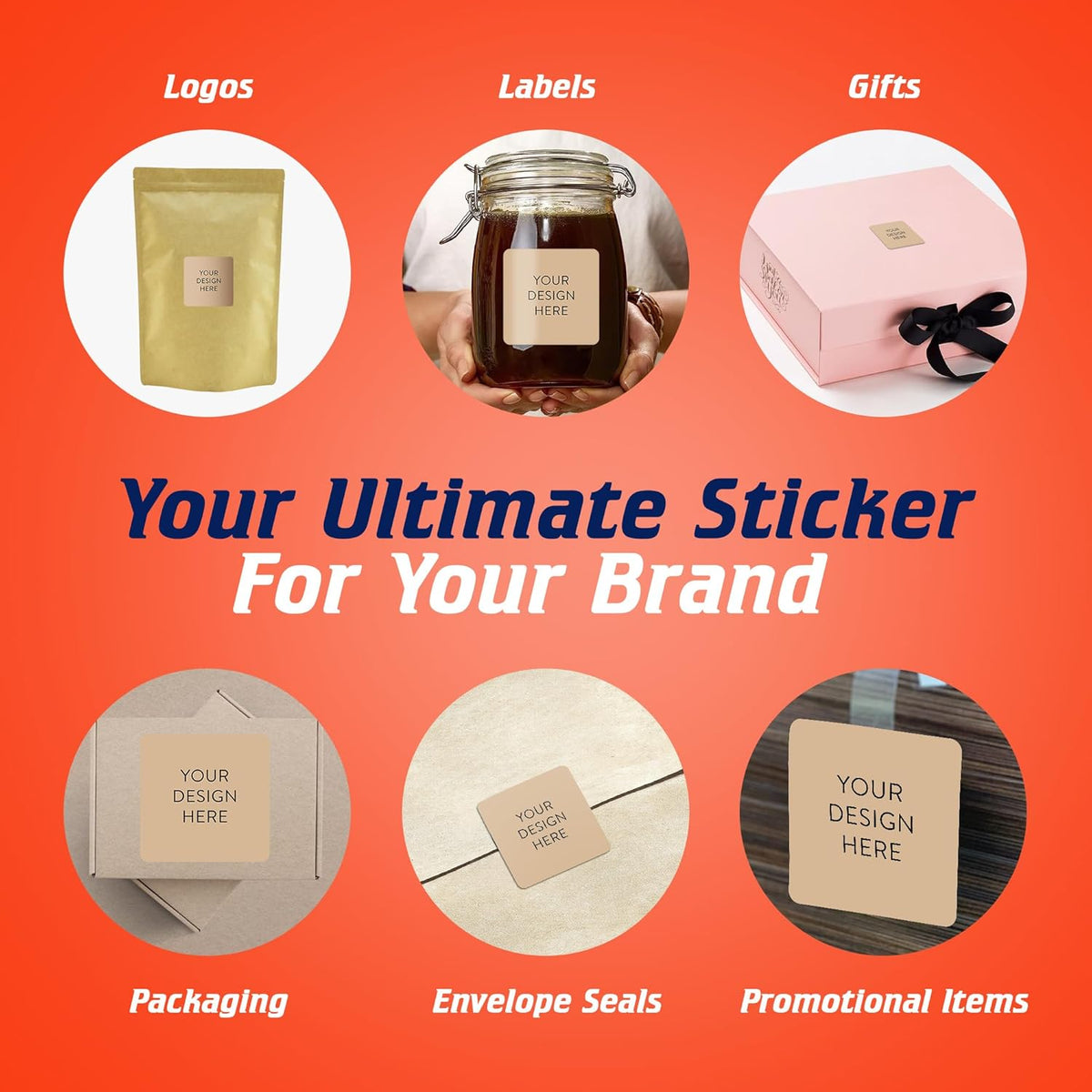 100 Custom Vinyl Stickers - Upload Your own Image, Text, Design, Logo - Personalized Logo Labels