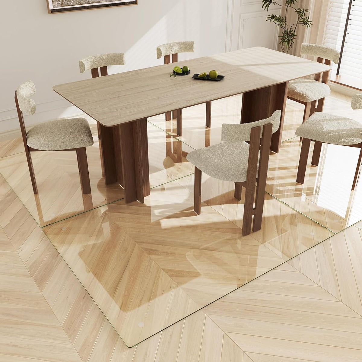 Koonmi Tempered Glass Chair Mat 60"x46" - Premium Office Chair Mat for Hardwood Floors & Low-Pile