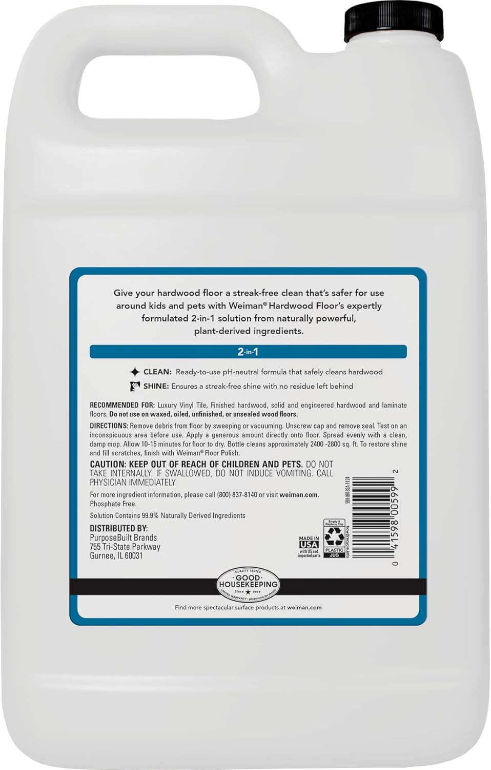 Weiman Hardwood Floor Cleaner and Polish - Cleans Vinyl Tile, Solid, Laminate, Natural Shine, No