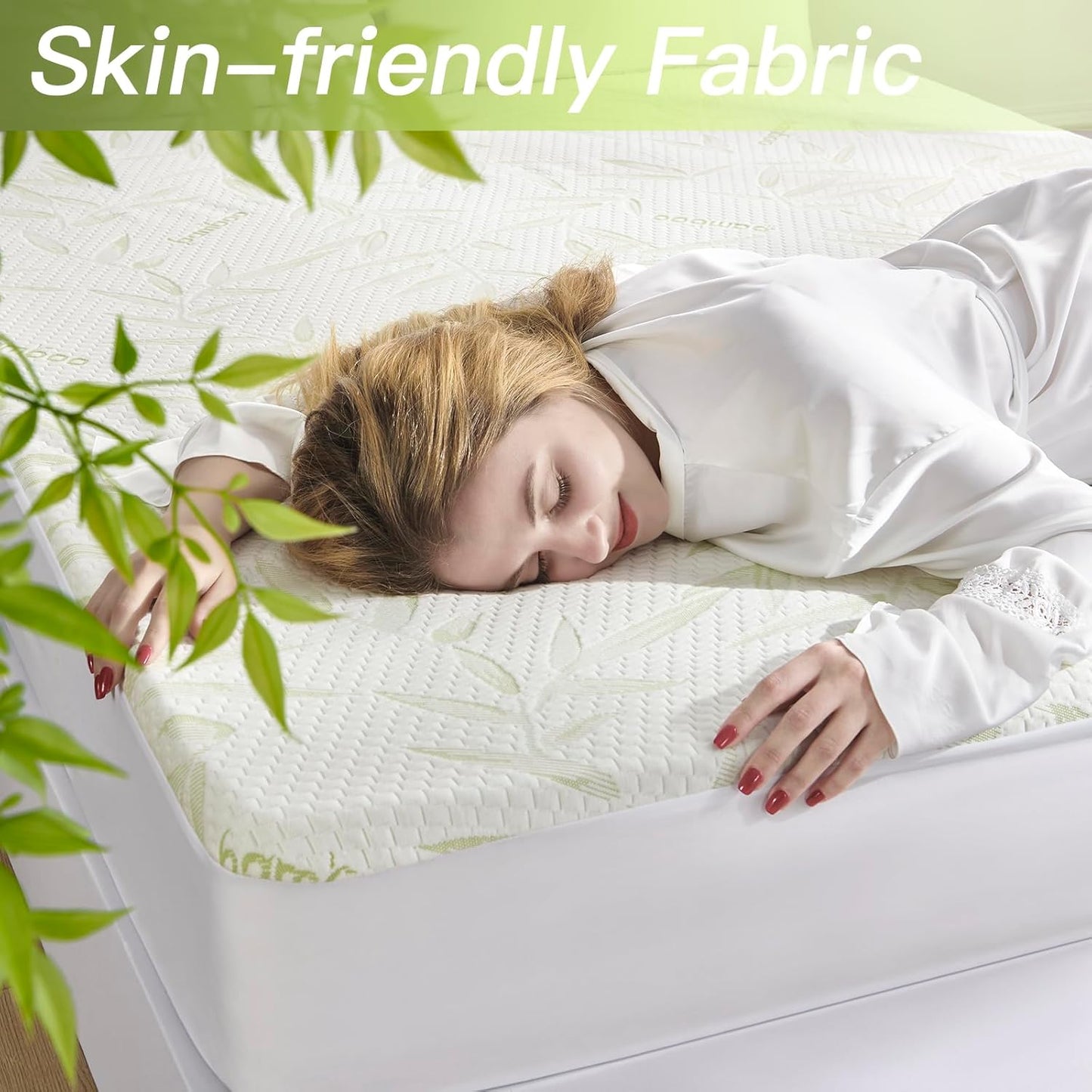 Twin Mattress Protector Waterproof Mattress Pad Washable Bamboo Rayon Mattress Cover Breathable