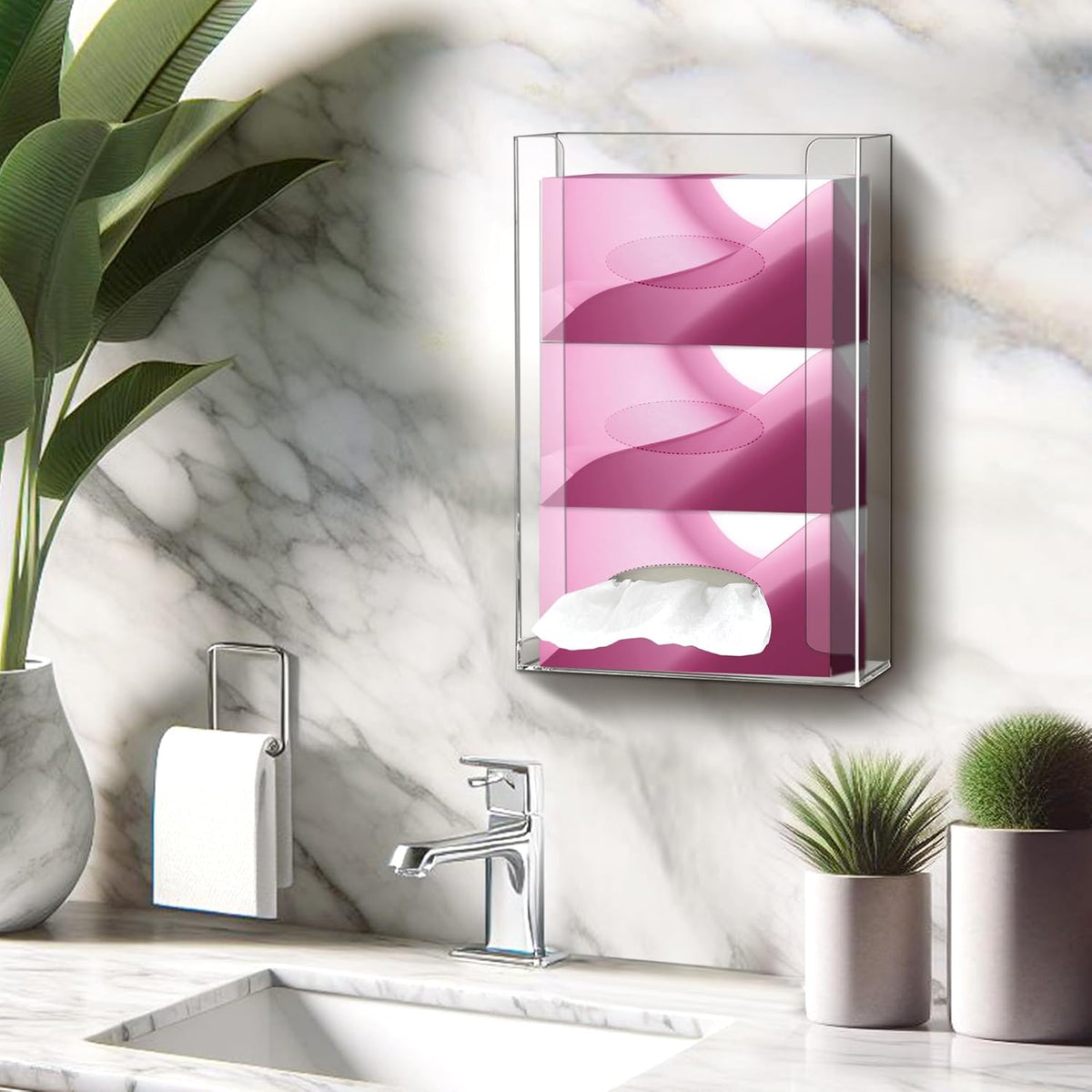 Amazing Abby Acrylic Glove Box Holder, Wall-Mounted Glove Dispenser, Floating Glove Box Organizer