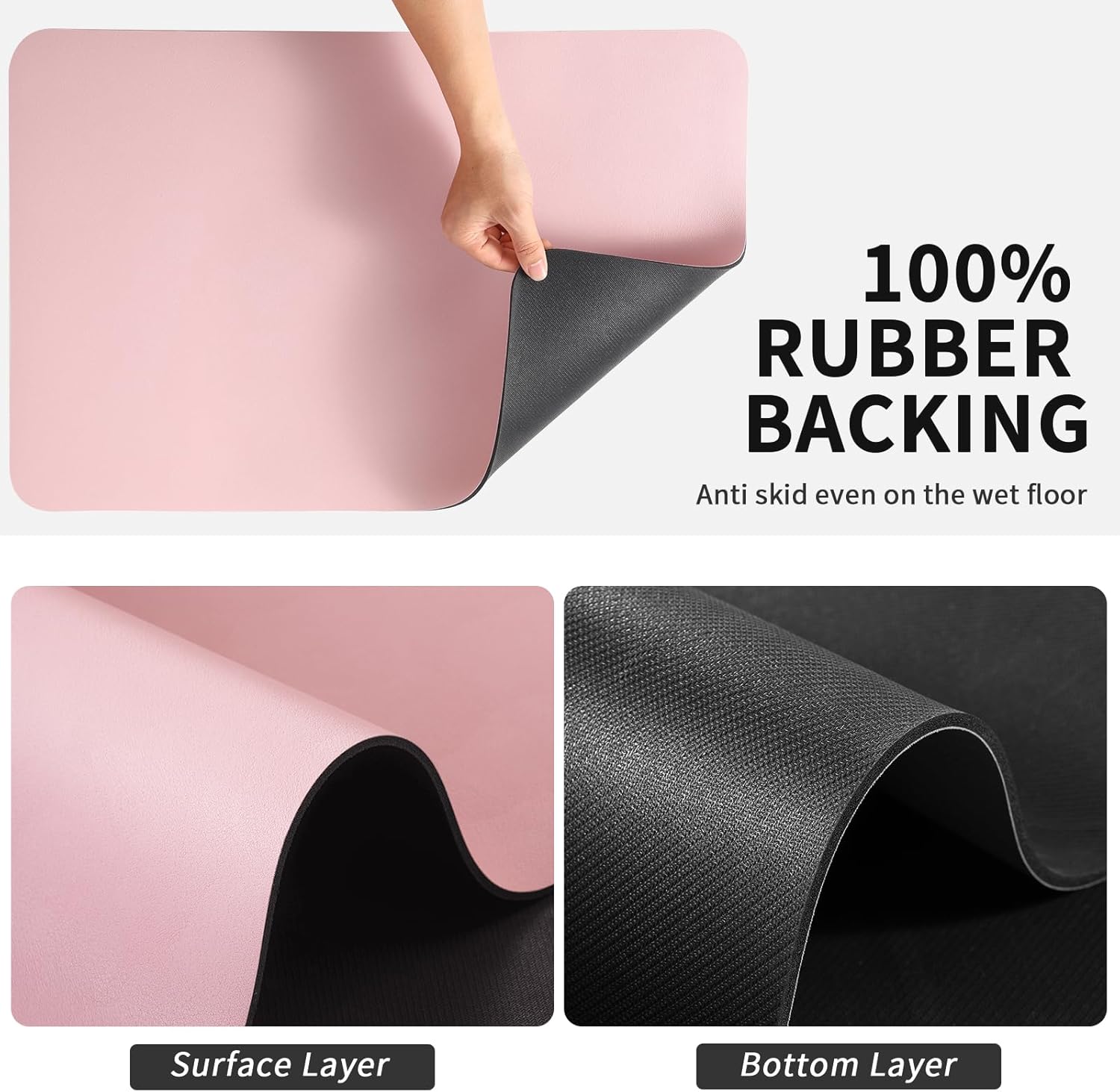 Dish Drying Mat for Kitchen Counter, Heat Resistant Drainer Mats with Non-slip Rubber Backed, Hide