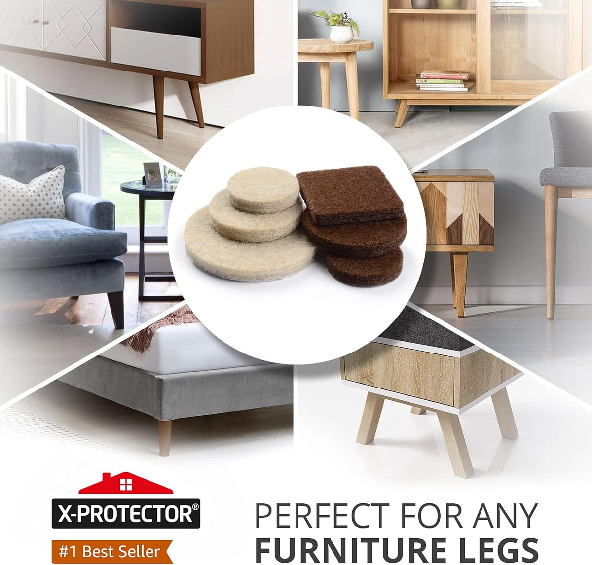 Felt Furniture Pads X-PROTECTOR 133 PCS Premium Furniture Pads - Felt Pads Furniture Feet Best Wood