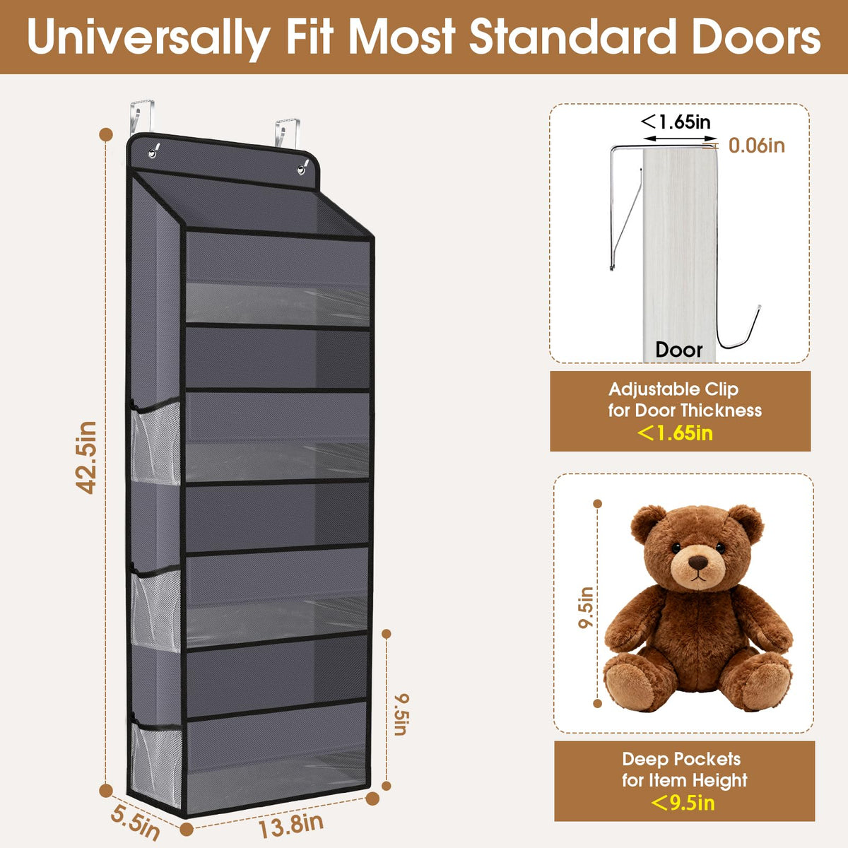 WISELIFE Over The Door Organizer Storage behind Door Hanging Organizer for Nursery – view 2