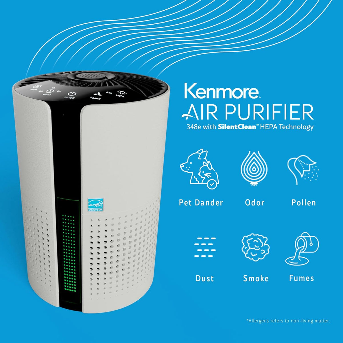 Kenmore PM1010 Air Purifiers for Bedroom Up to 348 Sq.Foot with H13 True HEPA Filter, Child Lock